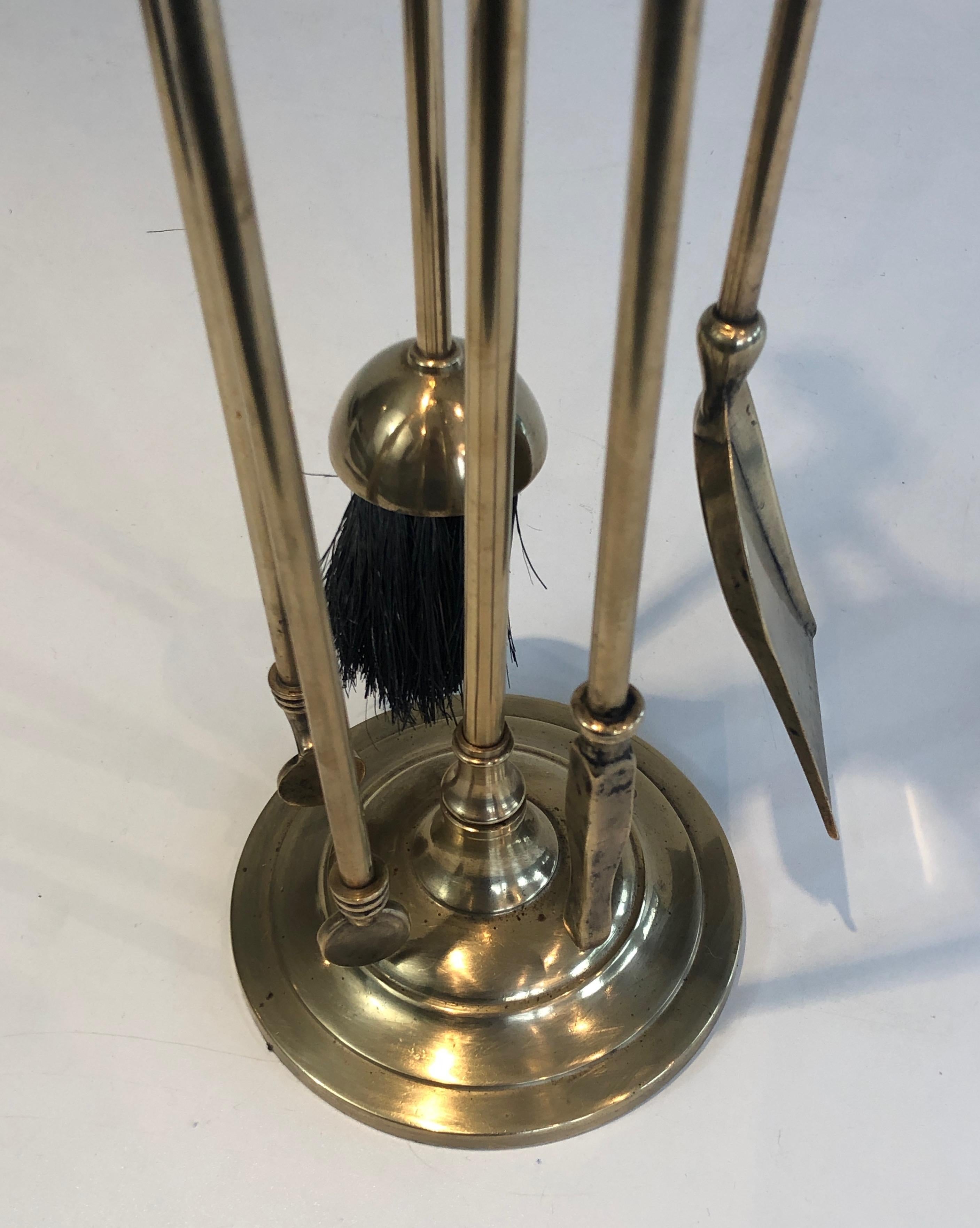 Brass Horse Heads Fireplace Tools on Stand, French, Circa 1970 10