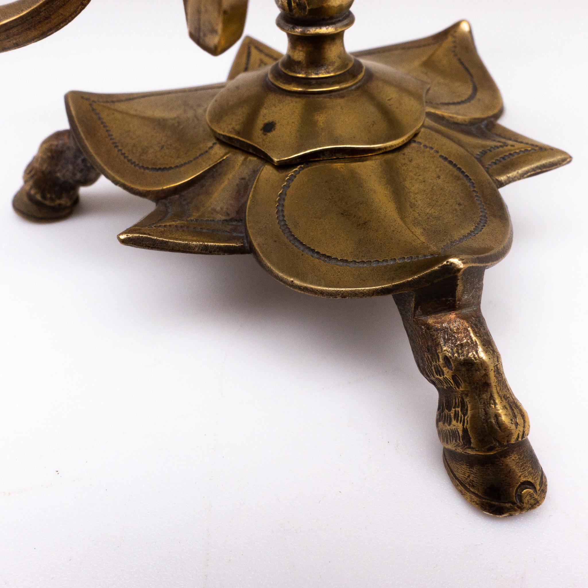 English Brass Horse Inkwell with Hoofed Feet