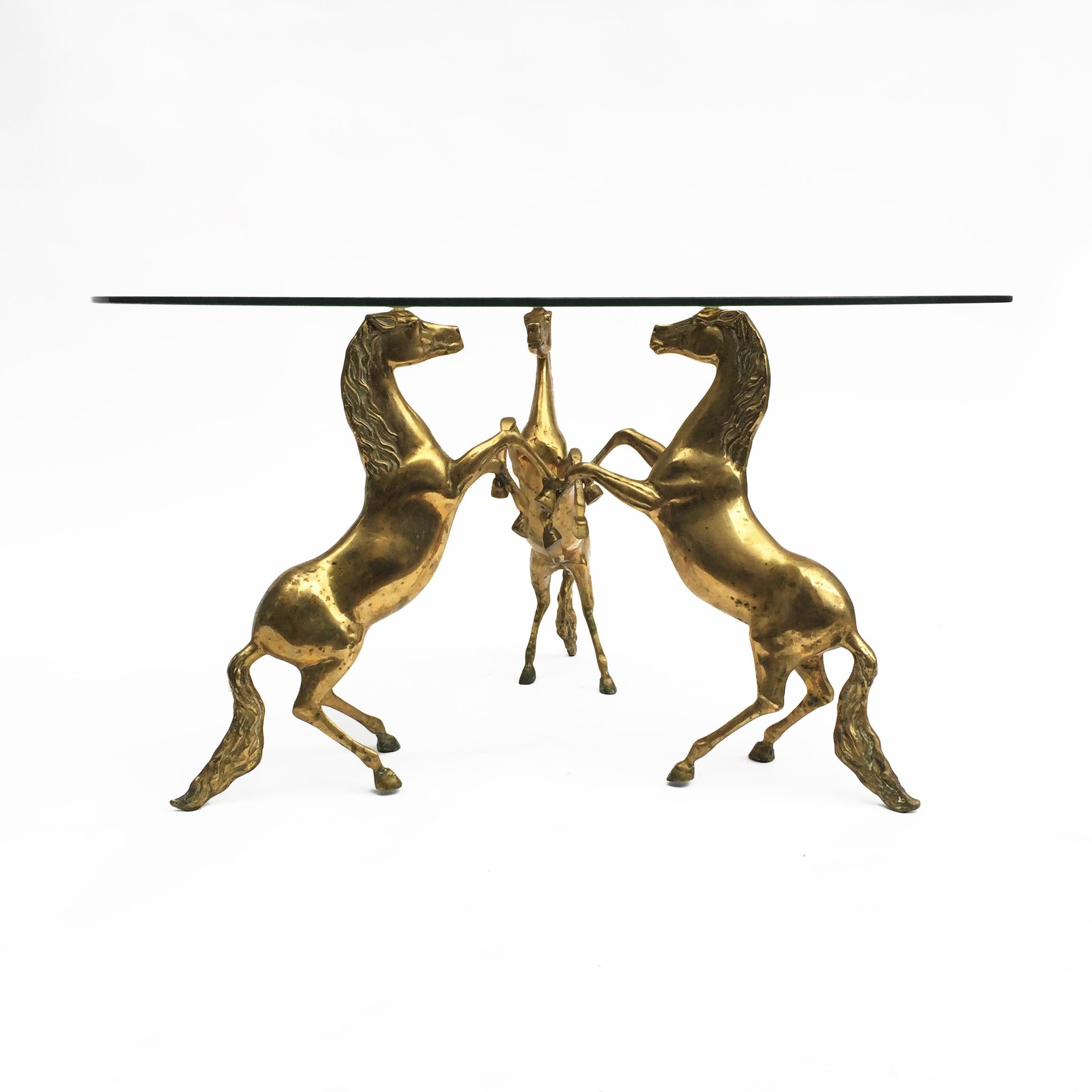 horse glass top coffee table