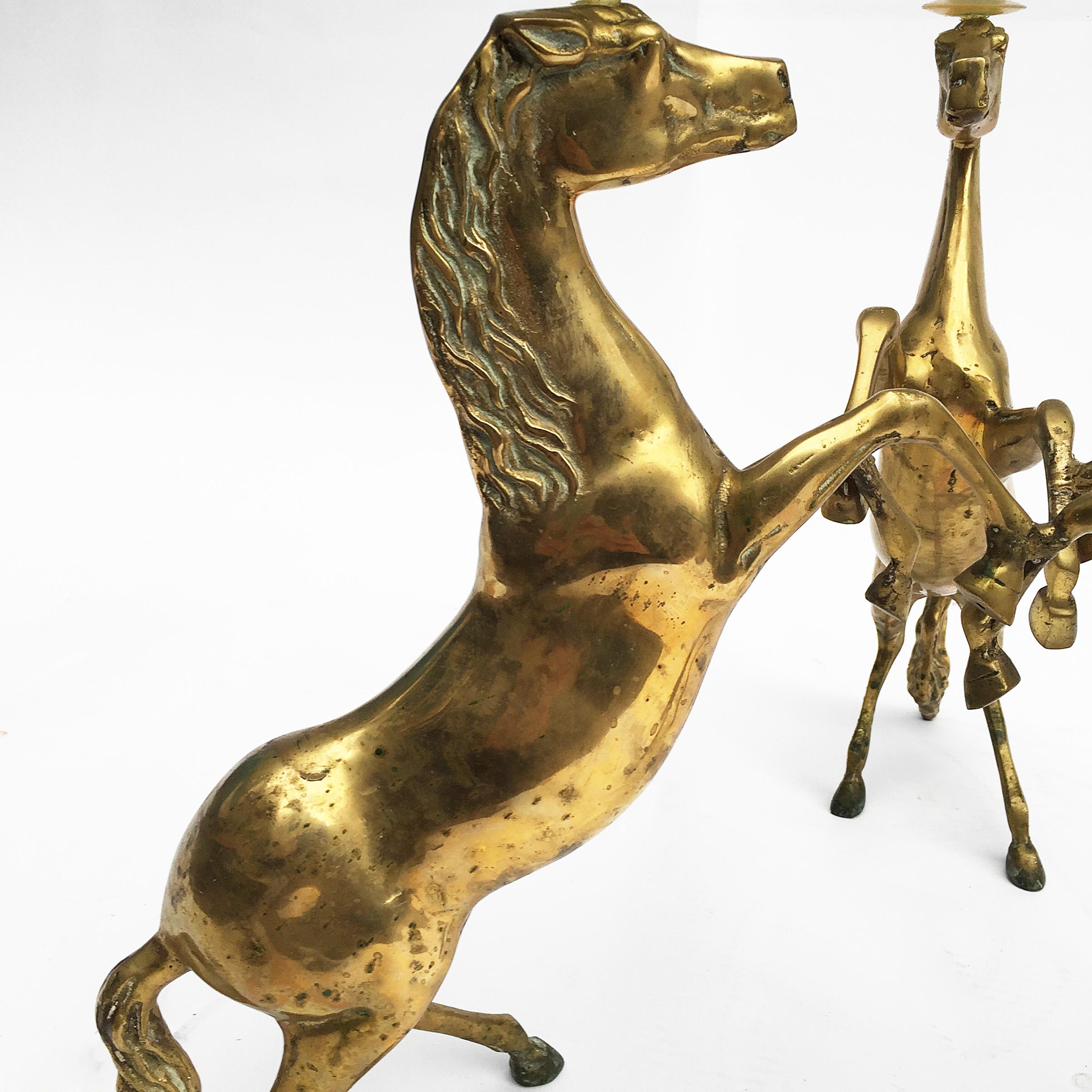 Brass Horse Midcentury Coffee Table with Glass Vintage Hollywood Regency In Good Condition For Sale In London, GB