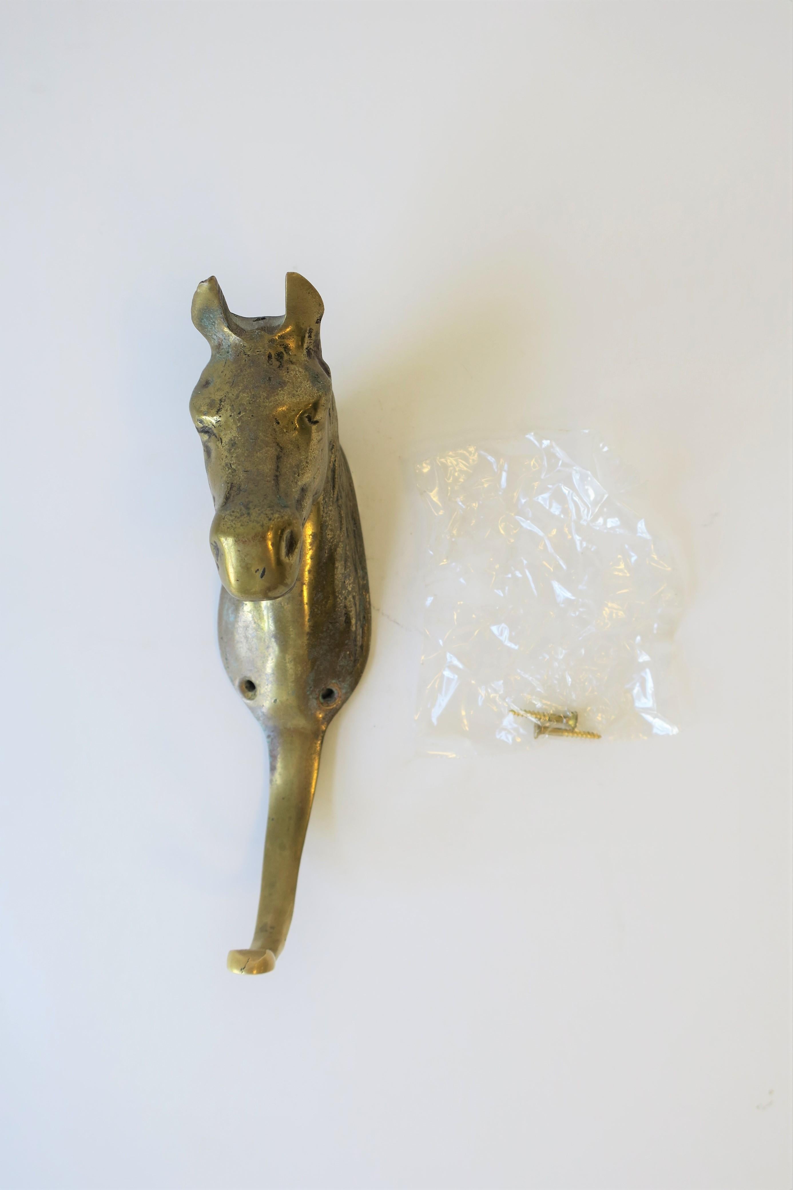 Brass Horse or Equine Hardware Wall Hook 1