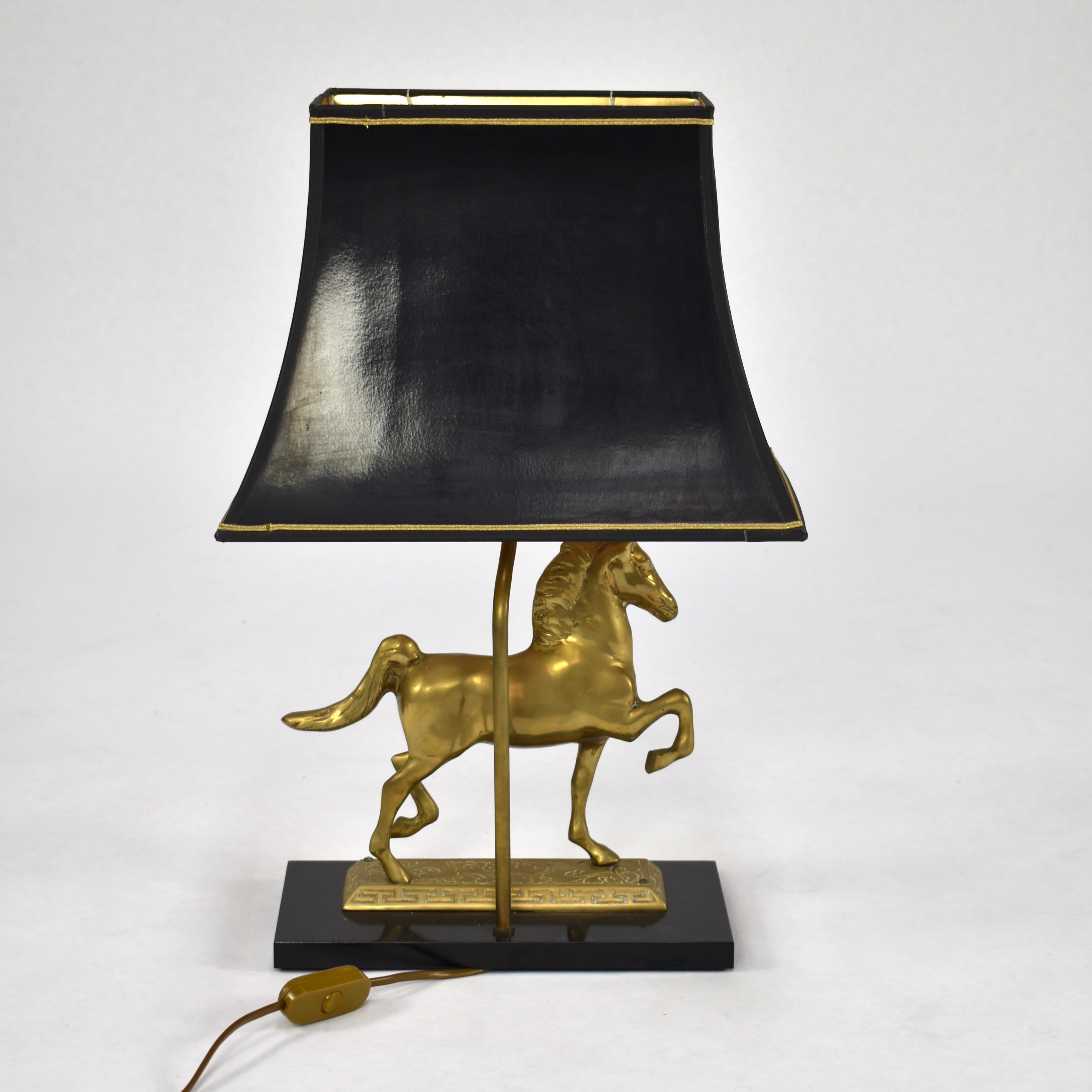 Late 20th Century Brass Horse Table Lamp, France