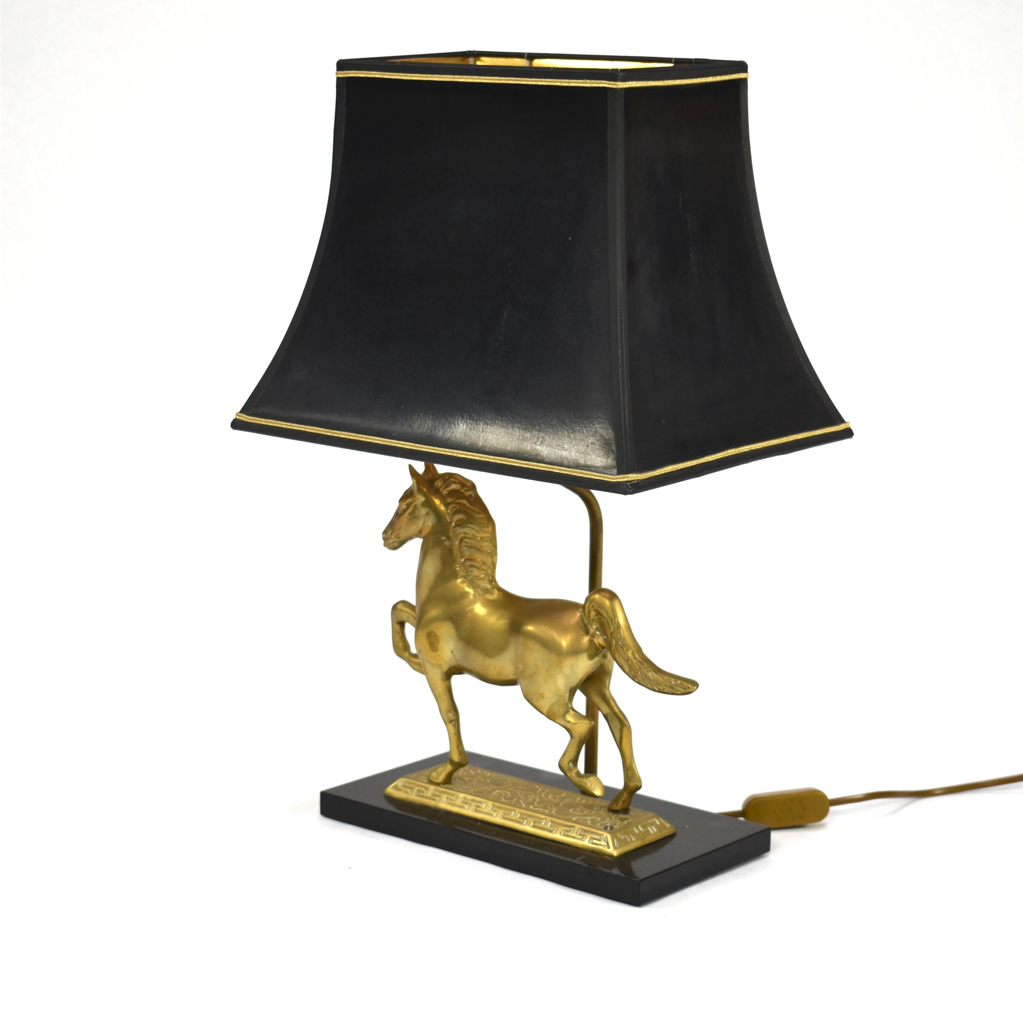 Brass Horse Table Lamp, France 1