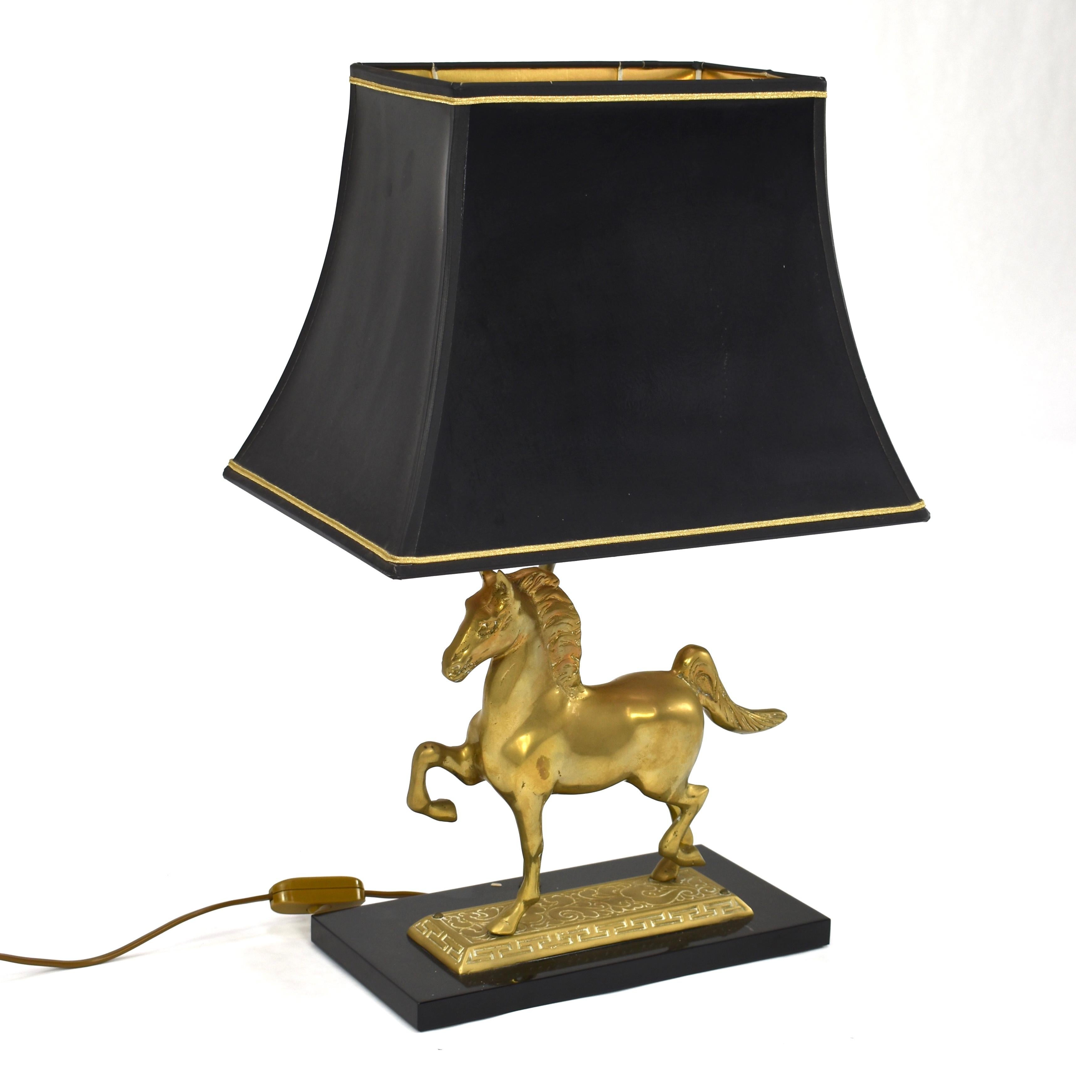 Brass Horse Table Lamp, France 3