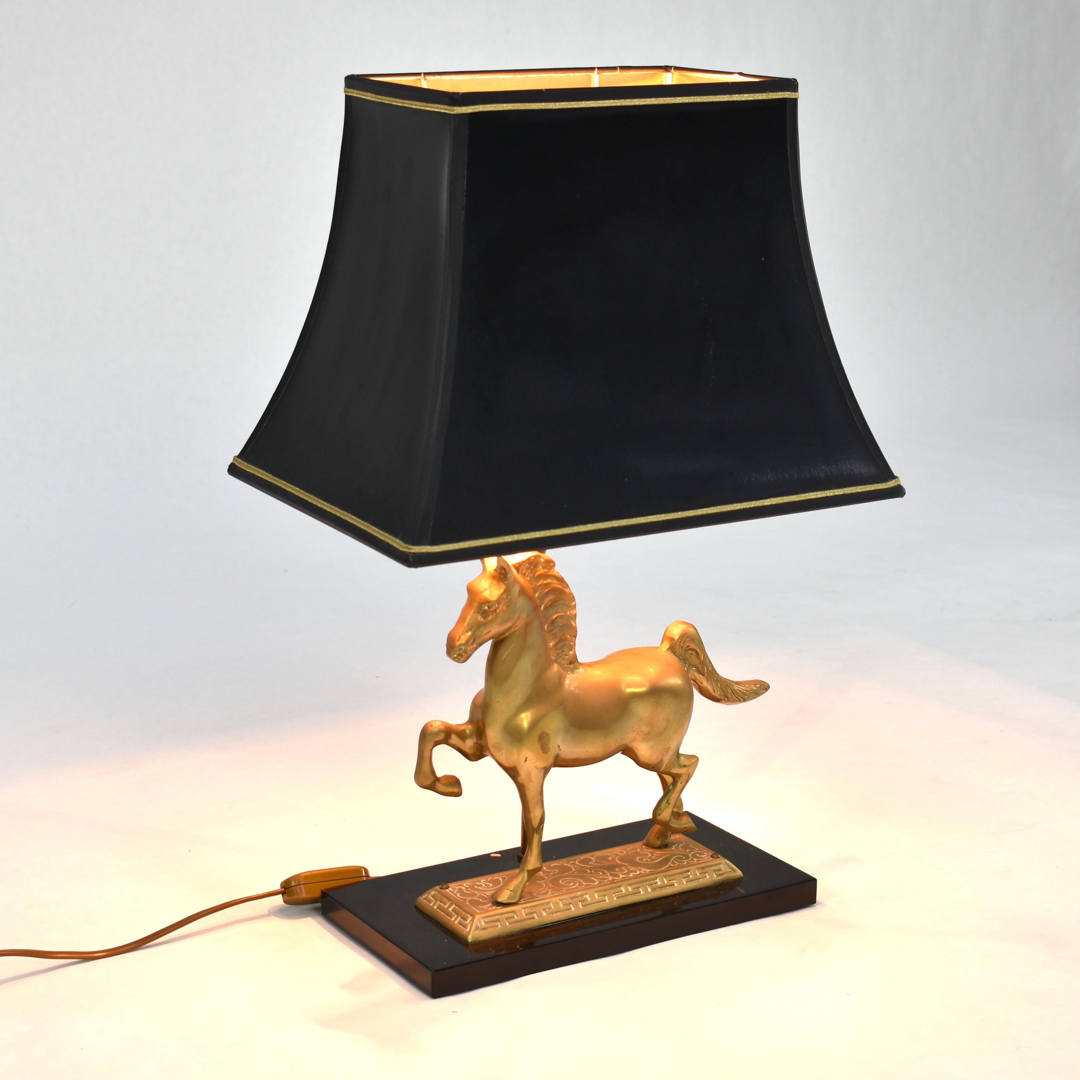 Brass Horse Table Lamp, France 4