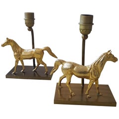brass Horse table Lamps, 1970s