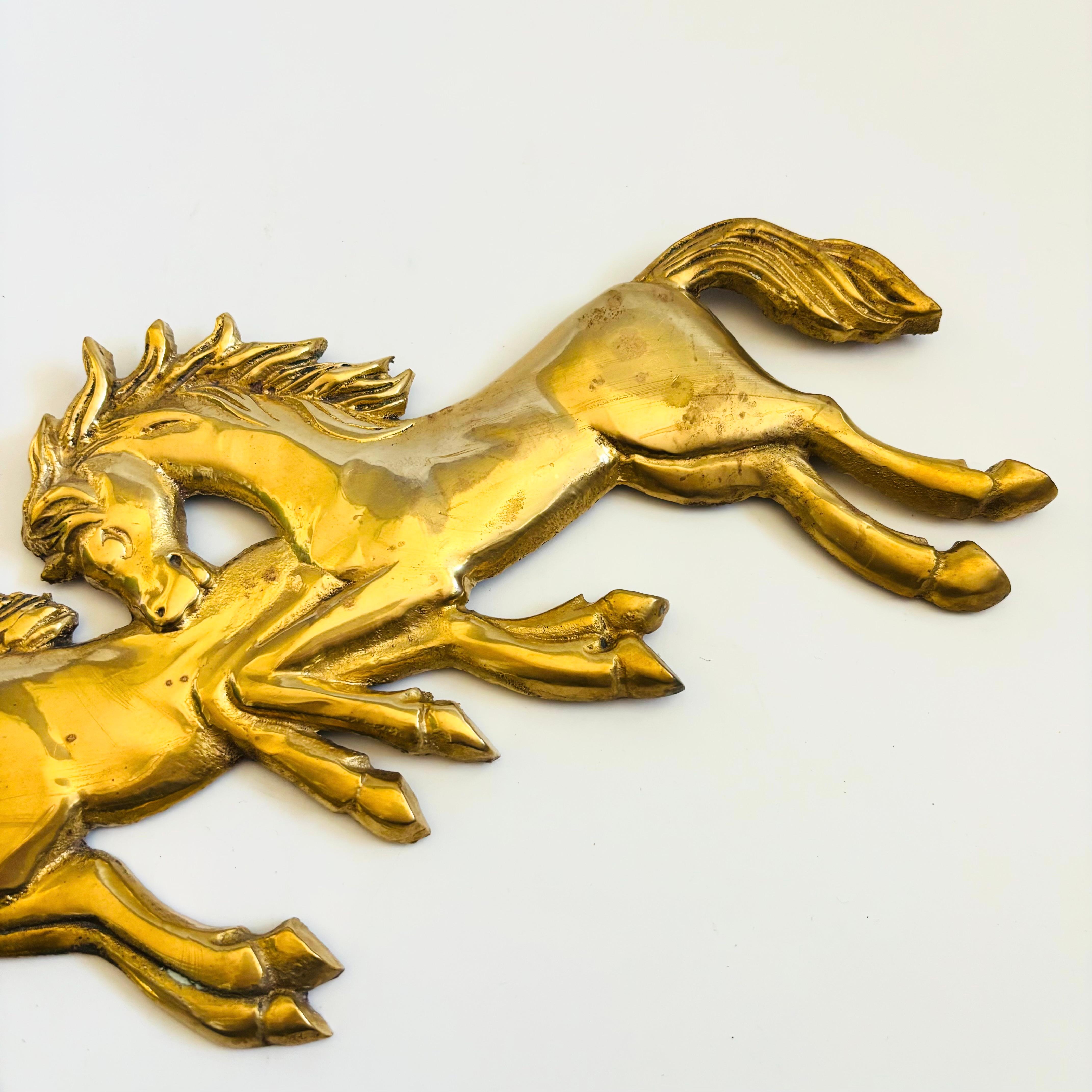 20th Century Brass Horse Wall Hanging For Sale