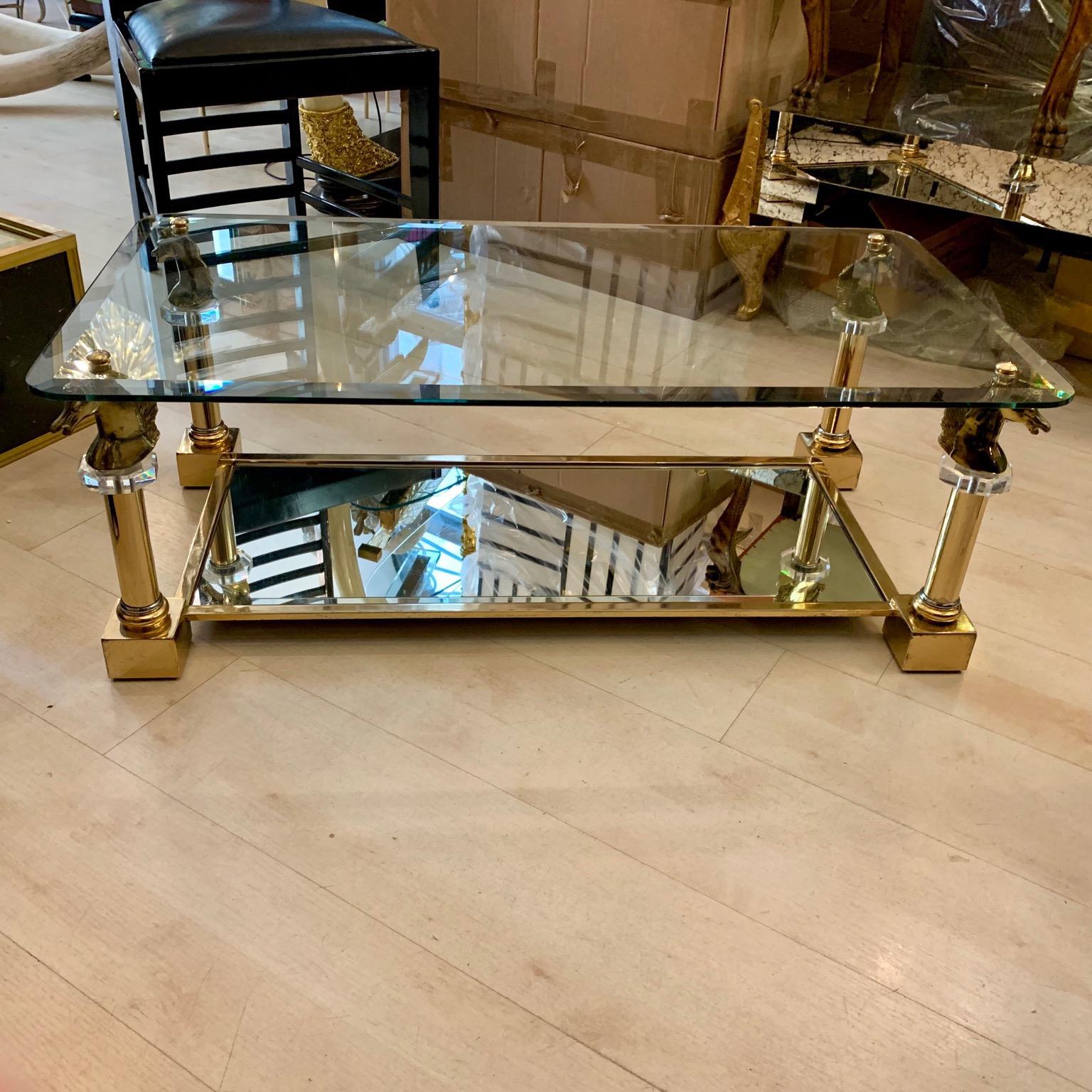 Brass Horsehead Coffee Table by Maison Charles, 1970 4