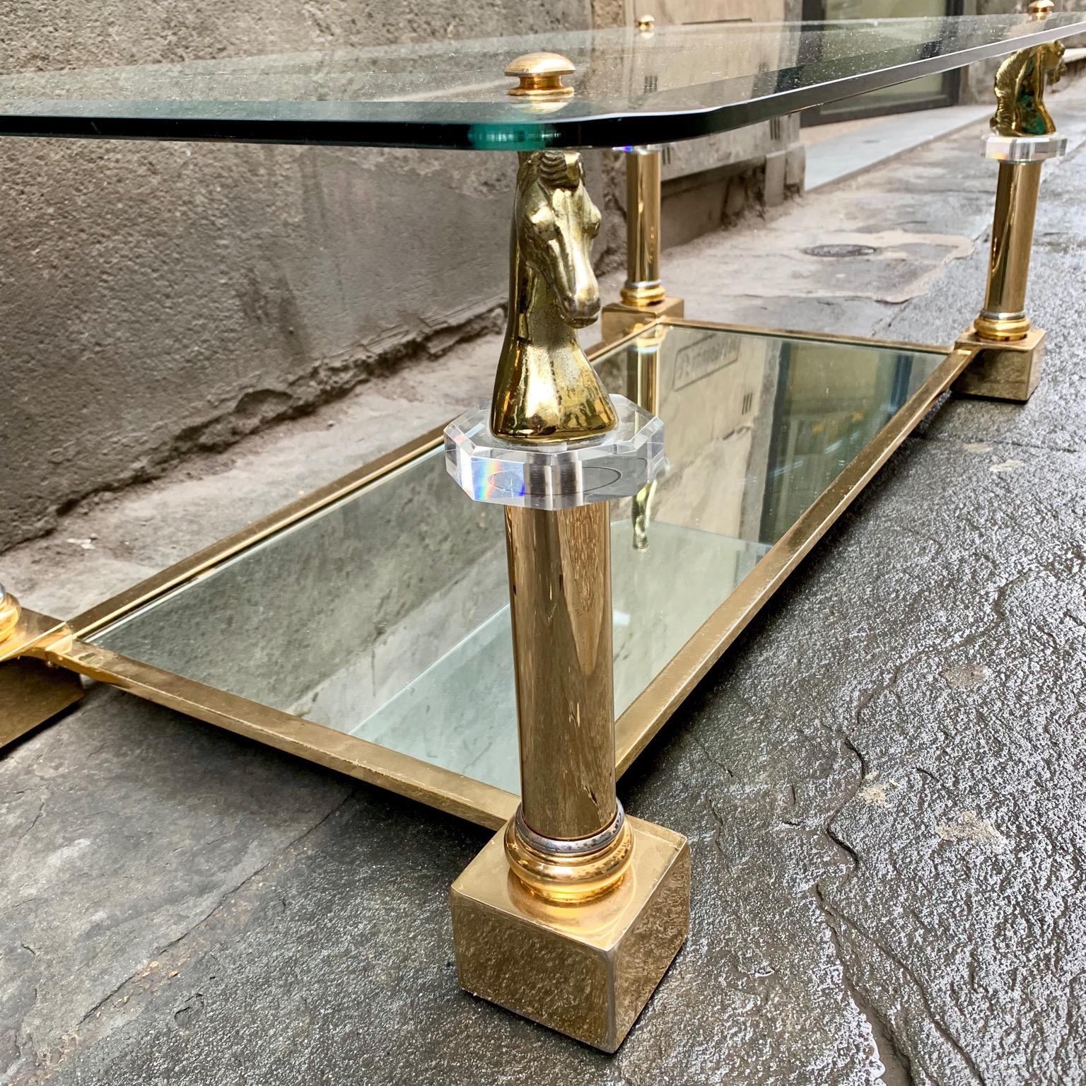 Brass Horsehead Coffee Table by Maison Charles, 1970 In Good Condition In Florence, IT