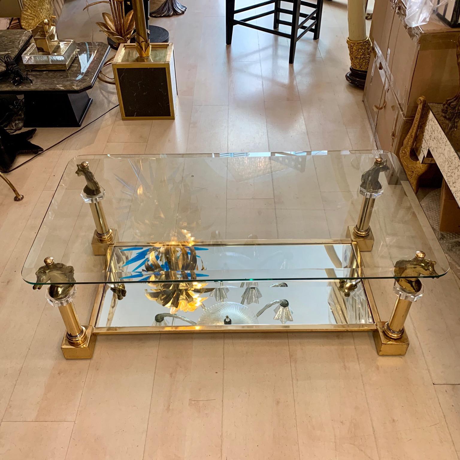 Brass Horsehead Coffee Table by Maison Charles, 1970 2