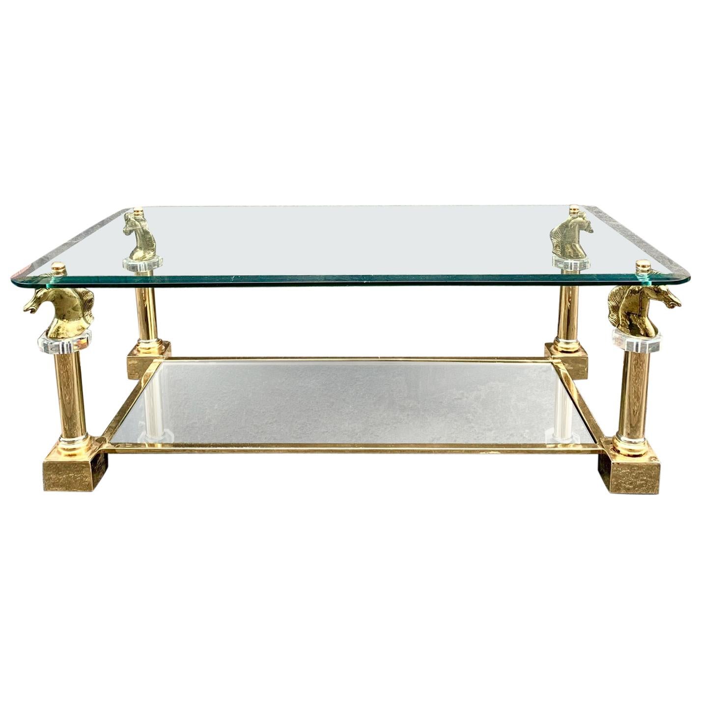 Brass Horsehead Coffee Table by Maison Charles, 1970
