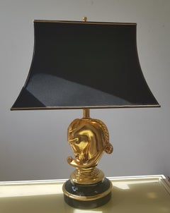 Vintage Brass Horsehead Table Lamps  by Deknudt Belgium, 1970s