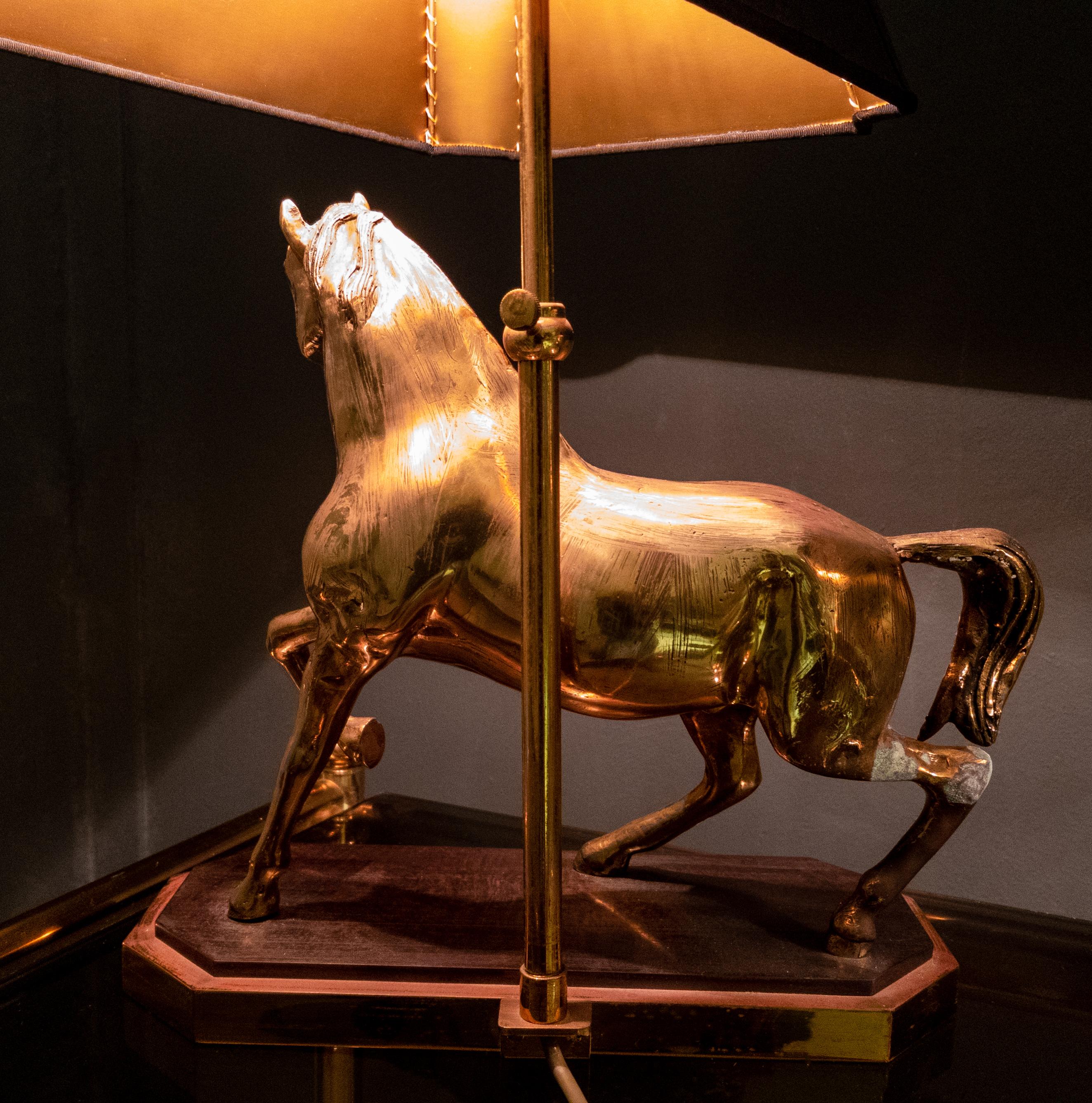 Brass Horses Table Lamps Hollywood Regency 1