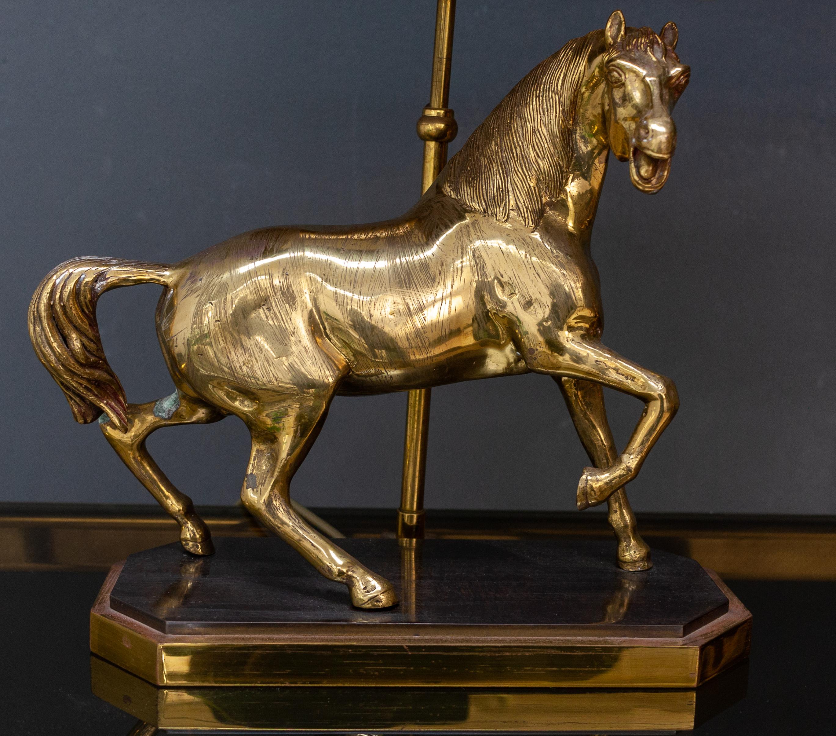 Brass Horses Table Lamps Hollywood Regency 3