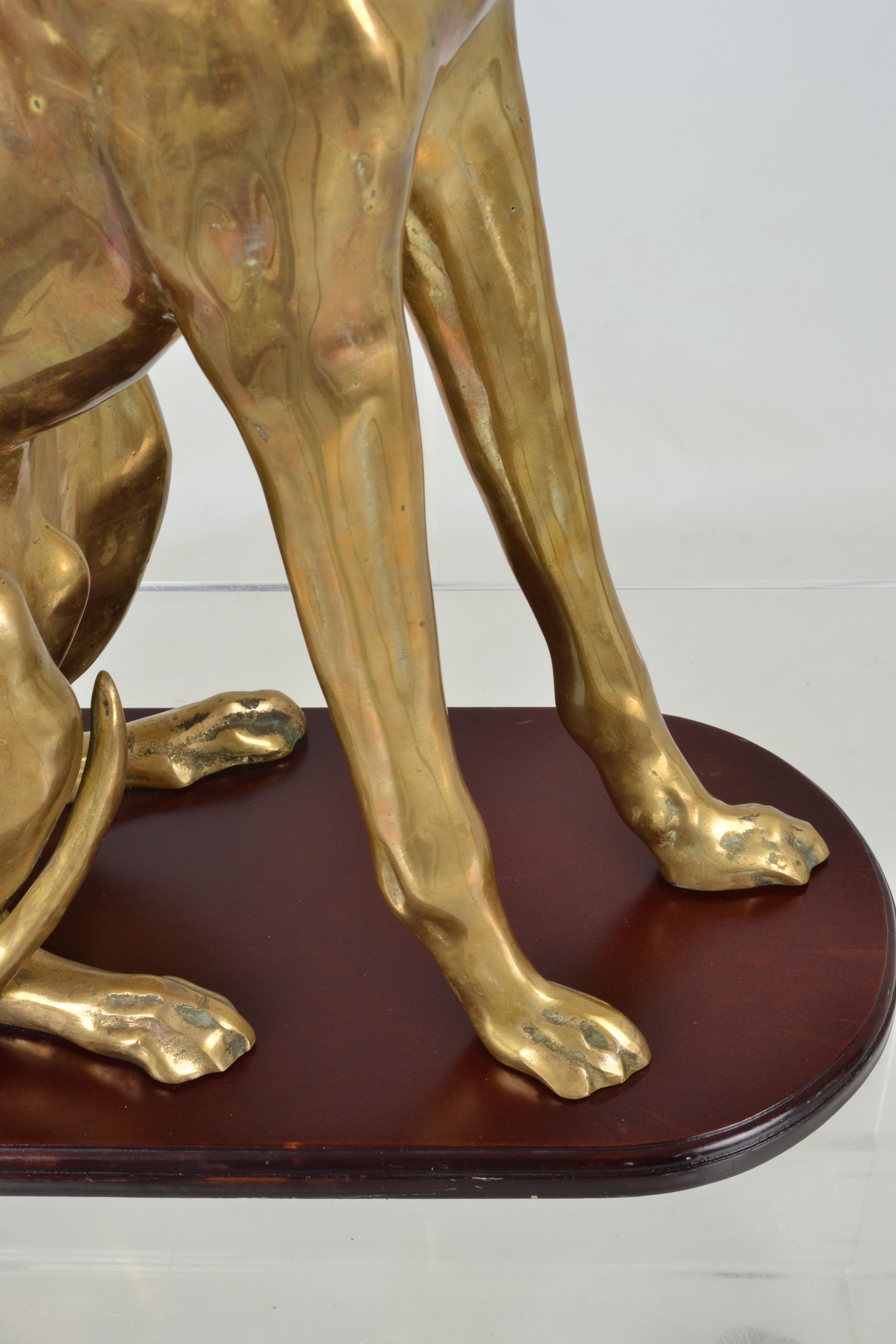 Mid-20th Century Brass Hound Sculpture, USA 1960s