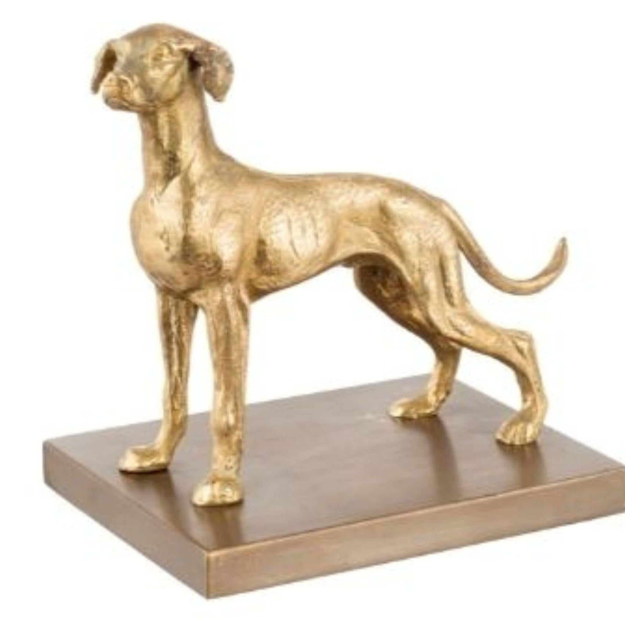 Contemporary Nana brass hunting dog with stone base paperweight For Sale