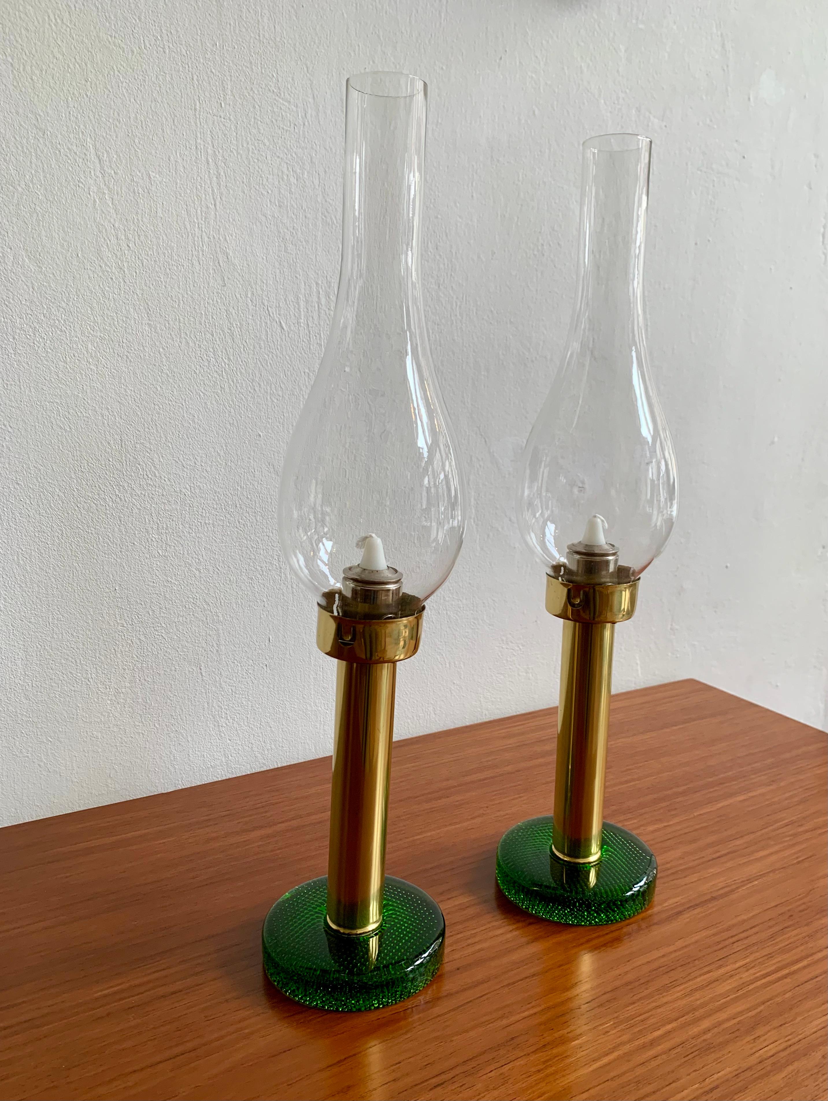 Brass Hurricane Candle Holder by Hans Agne Jakobsson - Pair Available  1