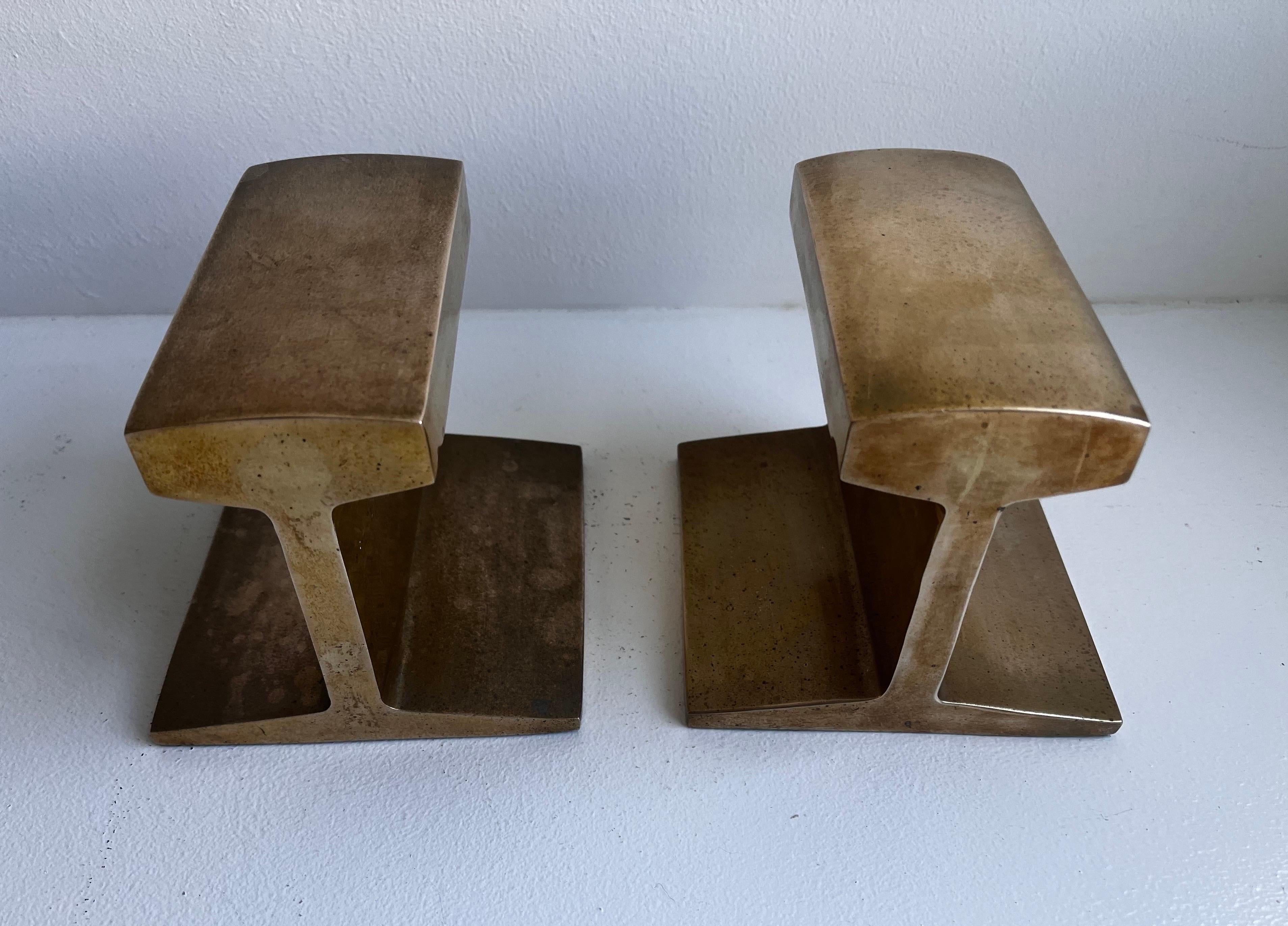 Brass I-Beam Bookends In Good Condition In Philadelphia, PA
