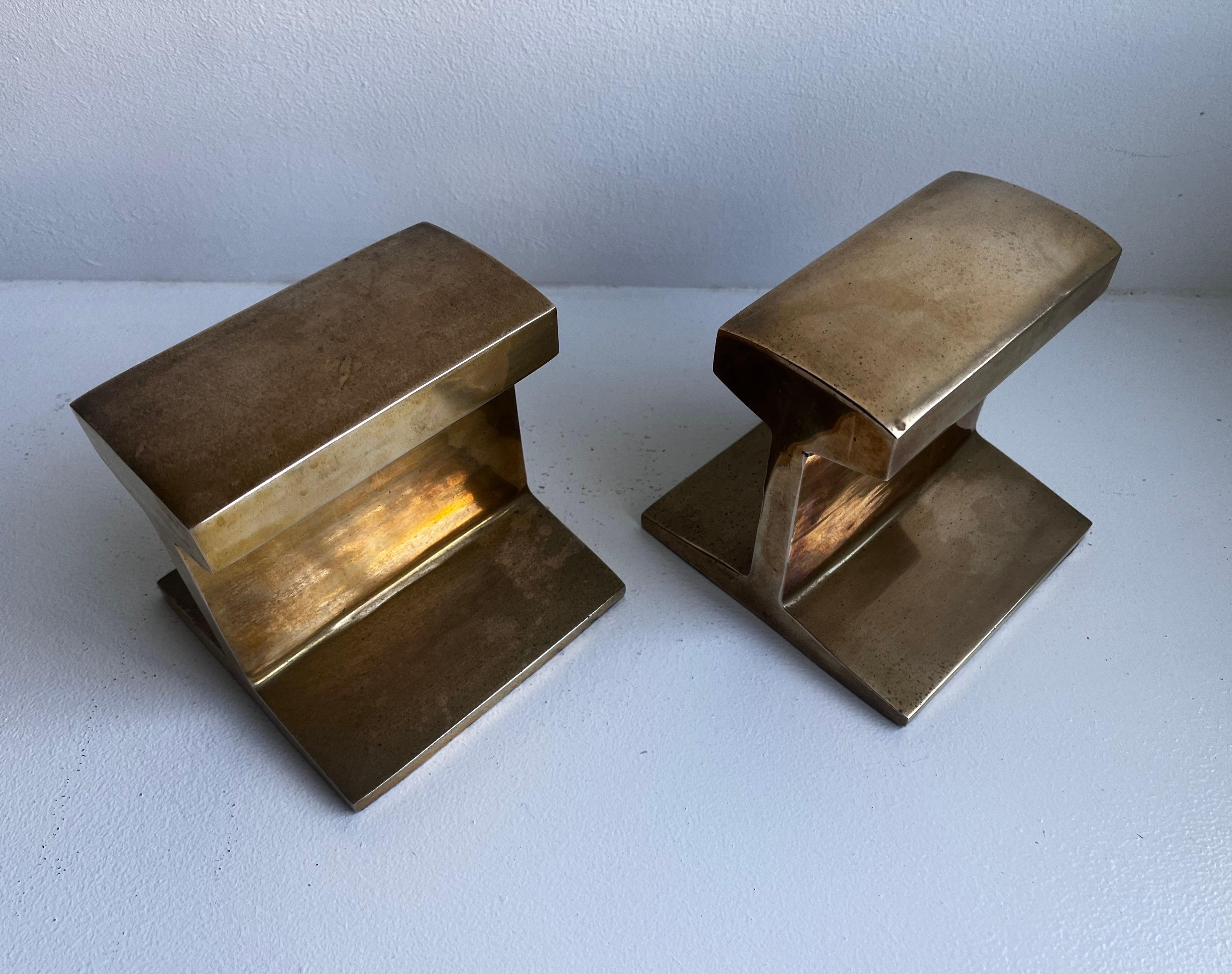 20th Century Brass I-Beam Bookends