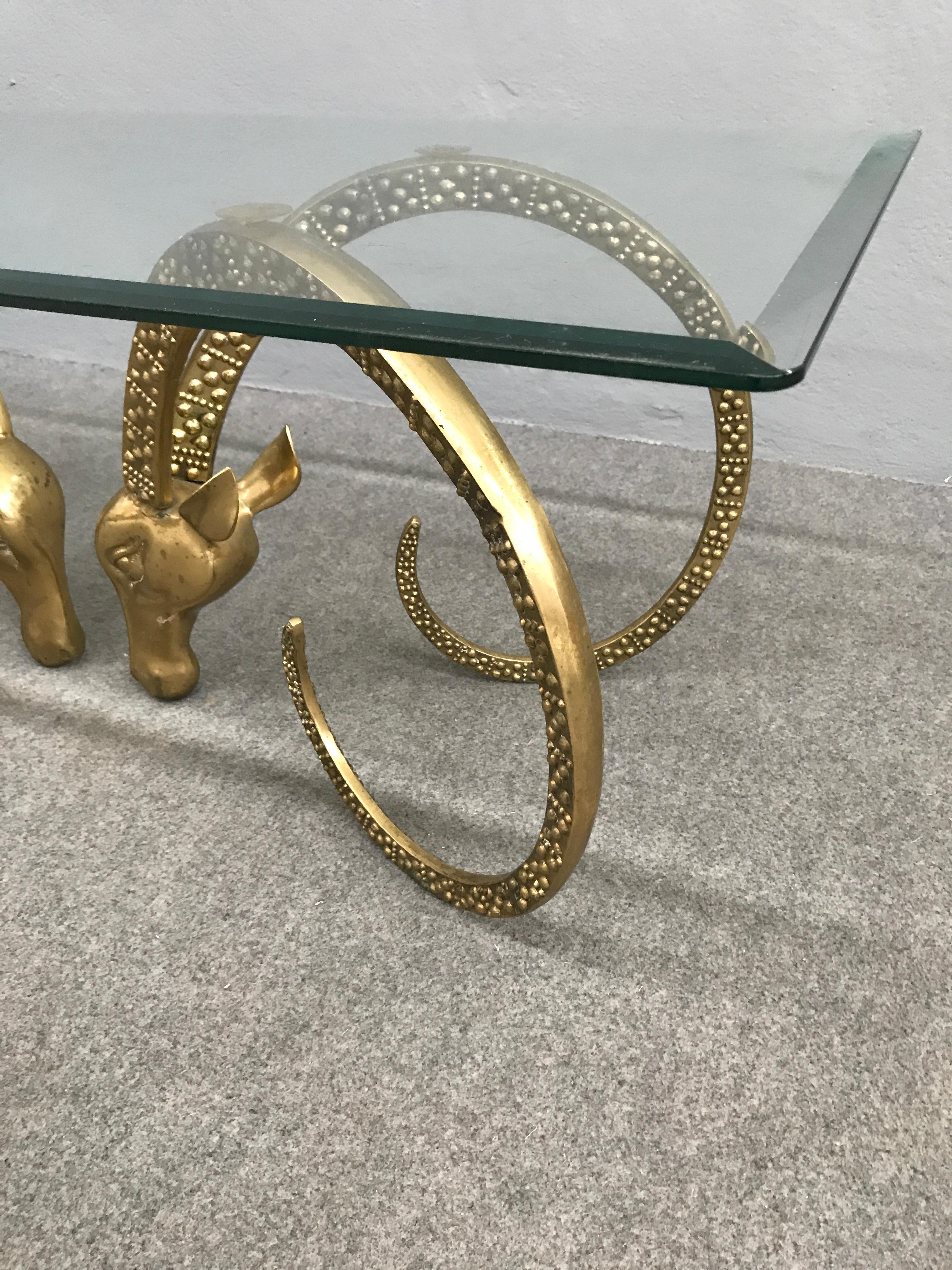 Mid-Century Modern Brass Ibex Coffee Table Attributed to Alain Chervet