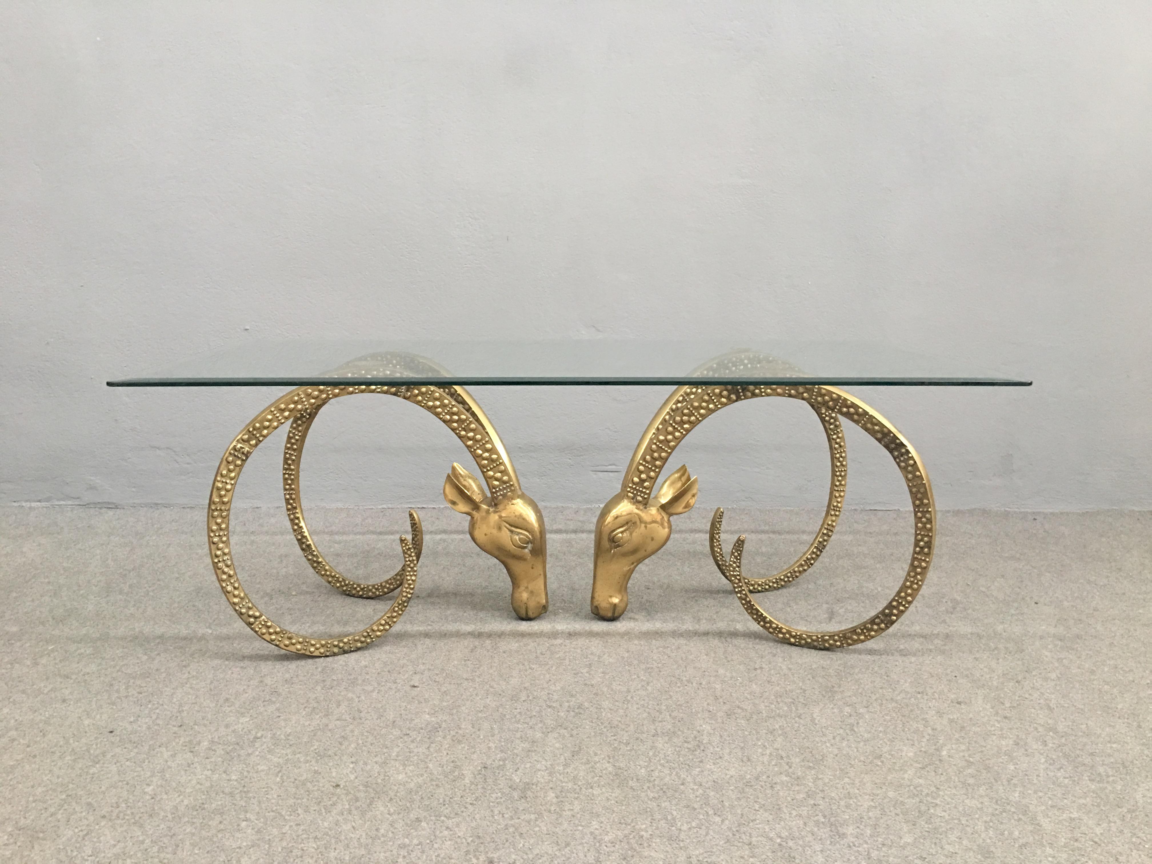 Late 20th Century Brass Ibex Coffee Table Attributed to Alain Chervet