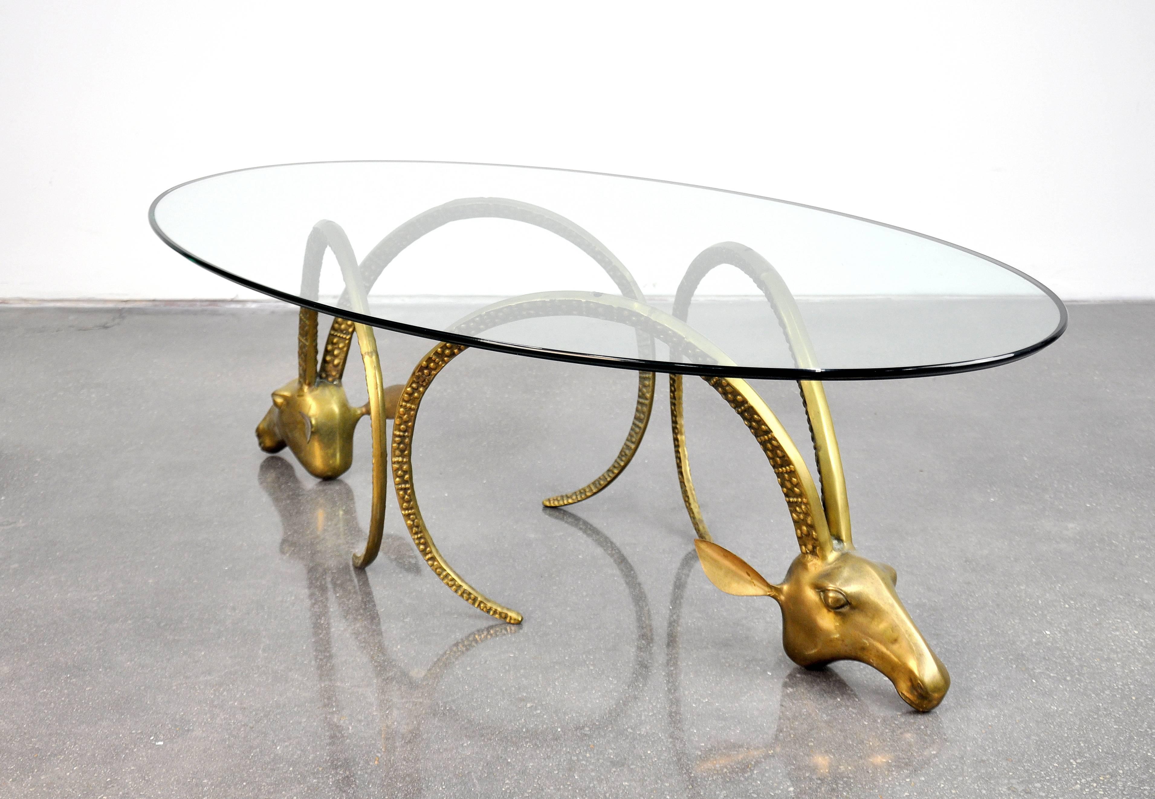 Mid-Century Modern Brass Ibex Coffee Table in the Manner of Chervet