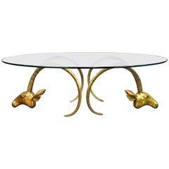 Brass Ibex Coffee Table in the Manner of Chervet