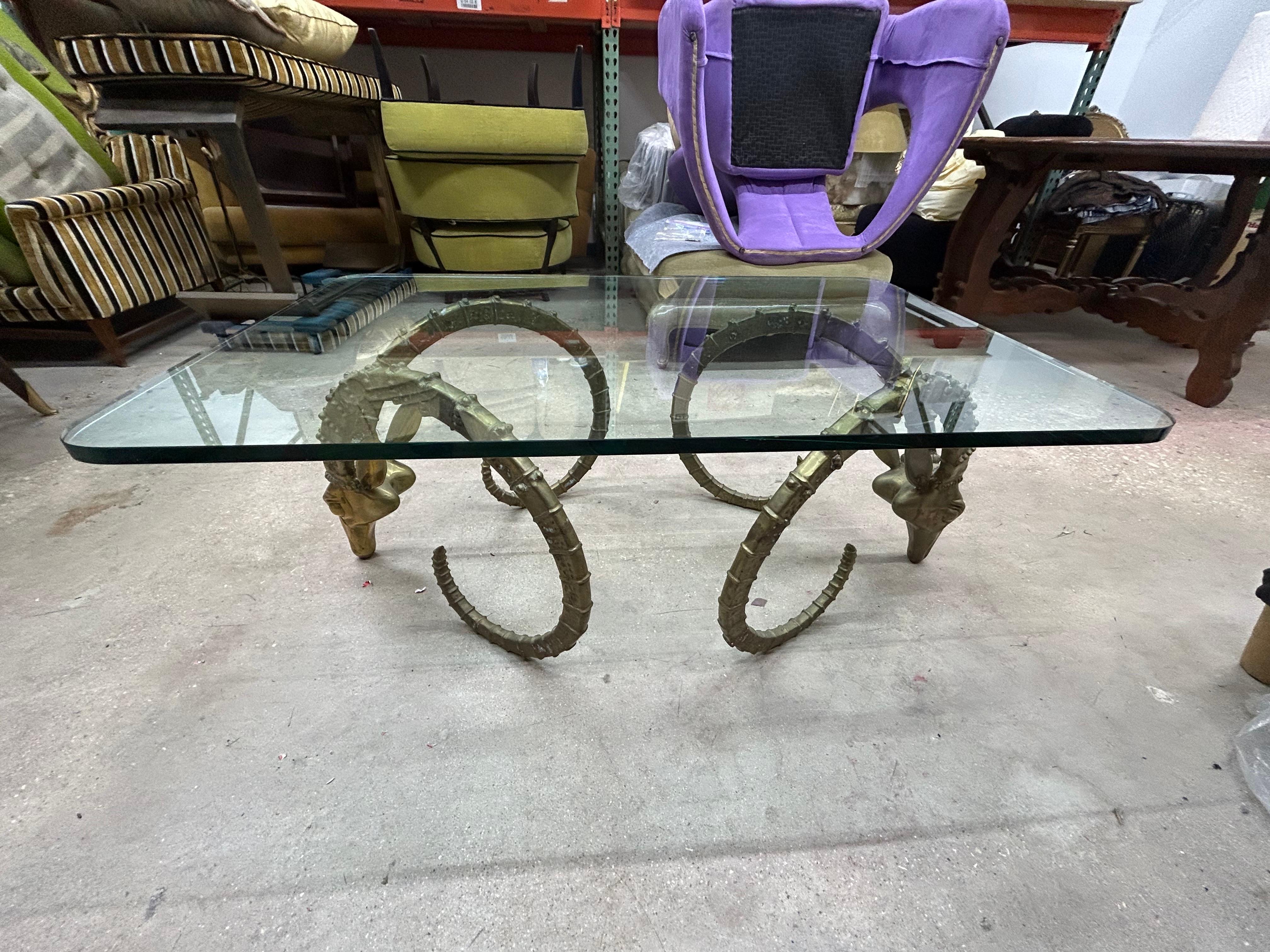 Brass Ibex Head Coffee Table After Alain Chervet In Good Condition In Houston, TX