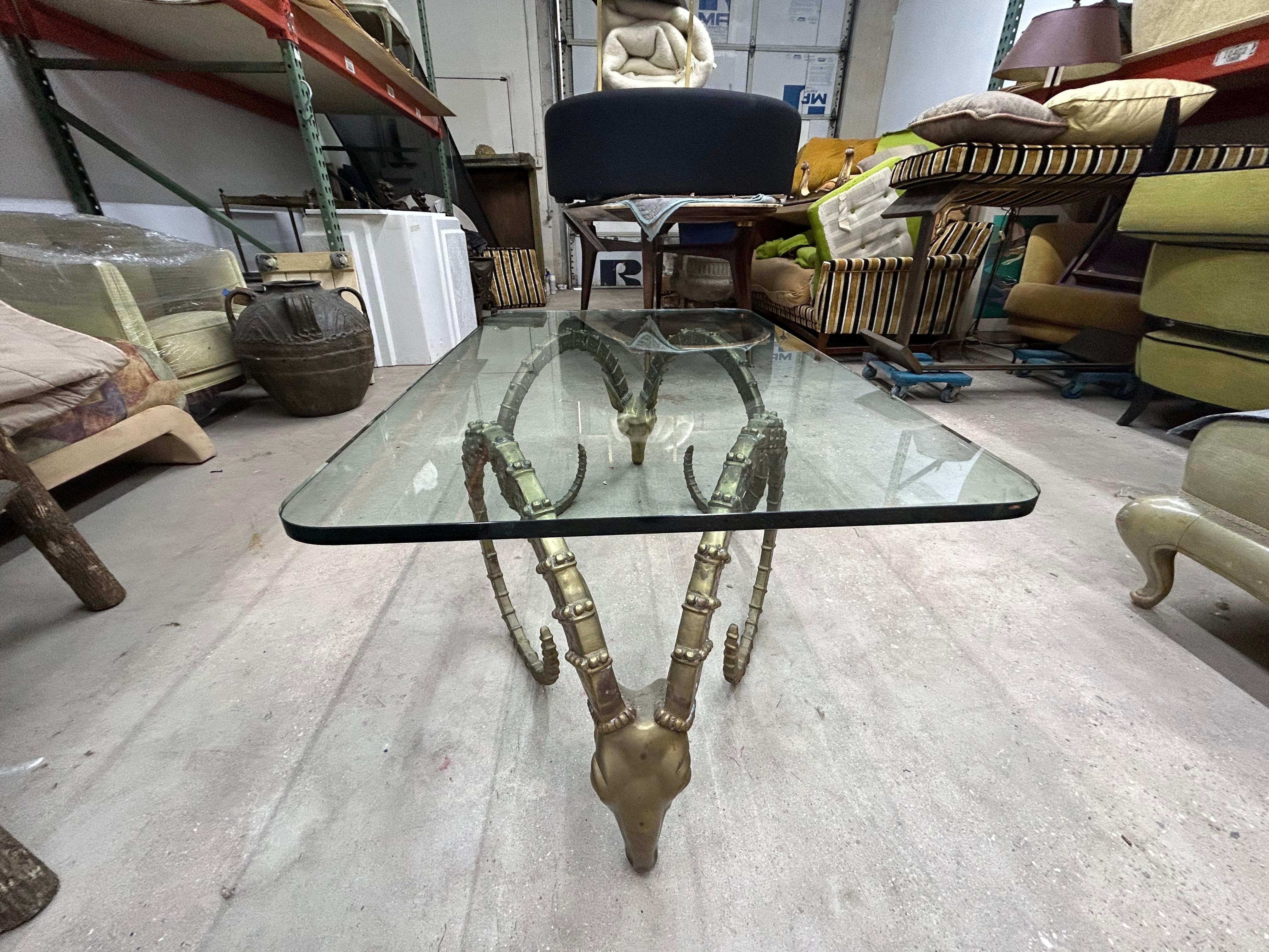 Brass Ibex Head Coffee Table After Alain Chervet 1