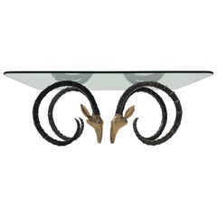 Brass Ibex or Ram Head Coffee Table