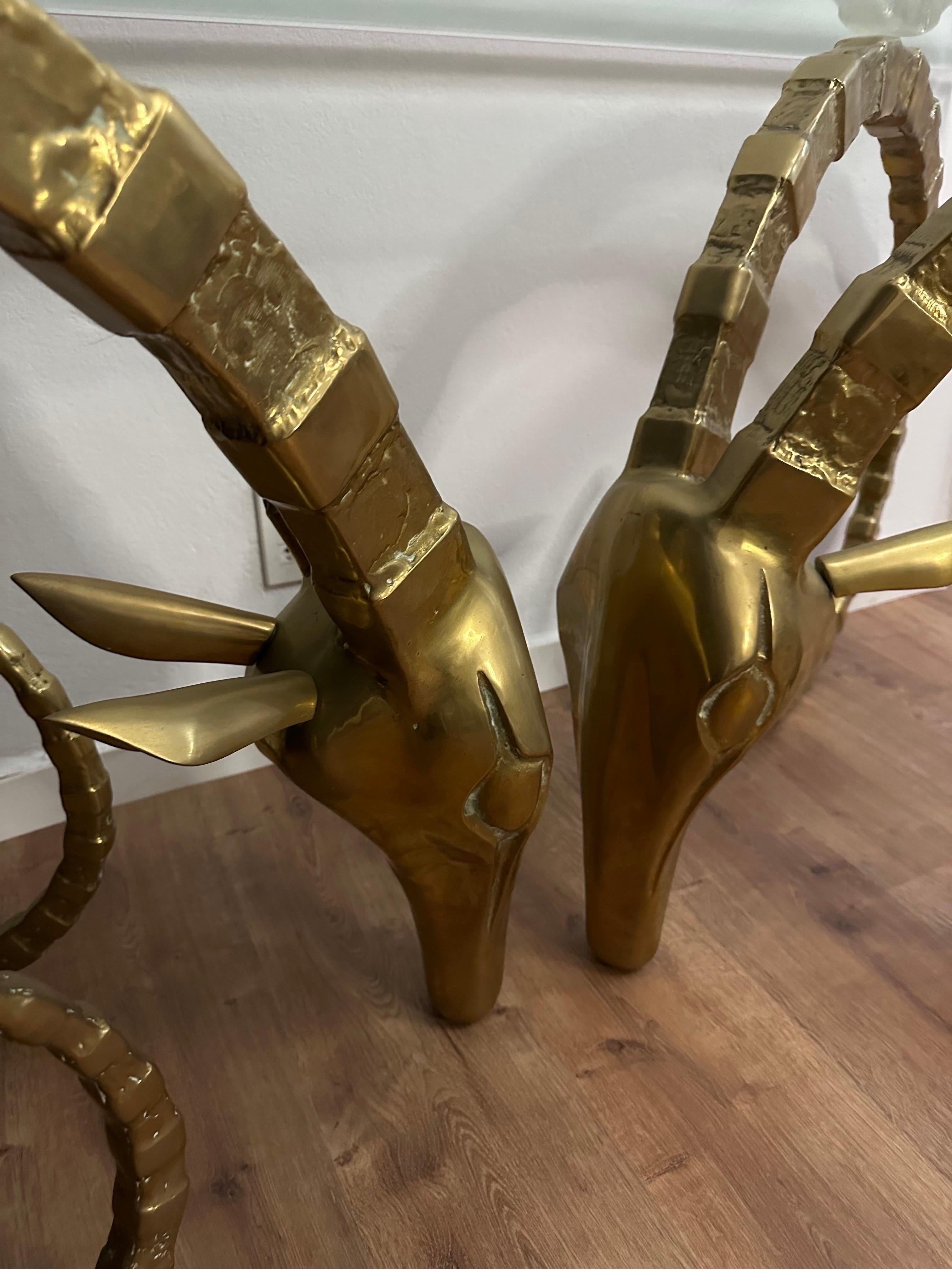 Brass Ibex Rams Head Dining or Center Table in the Style of Alain Chervet 6