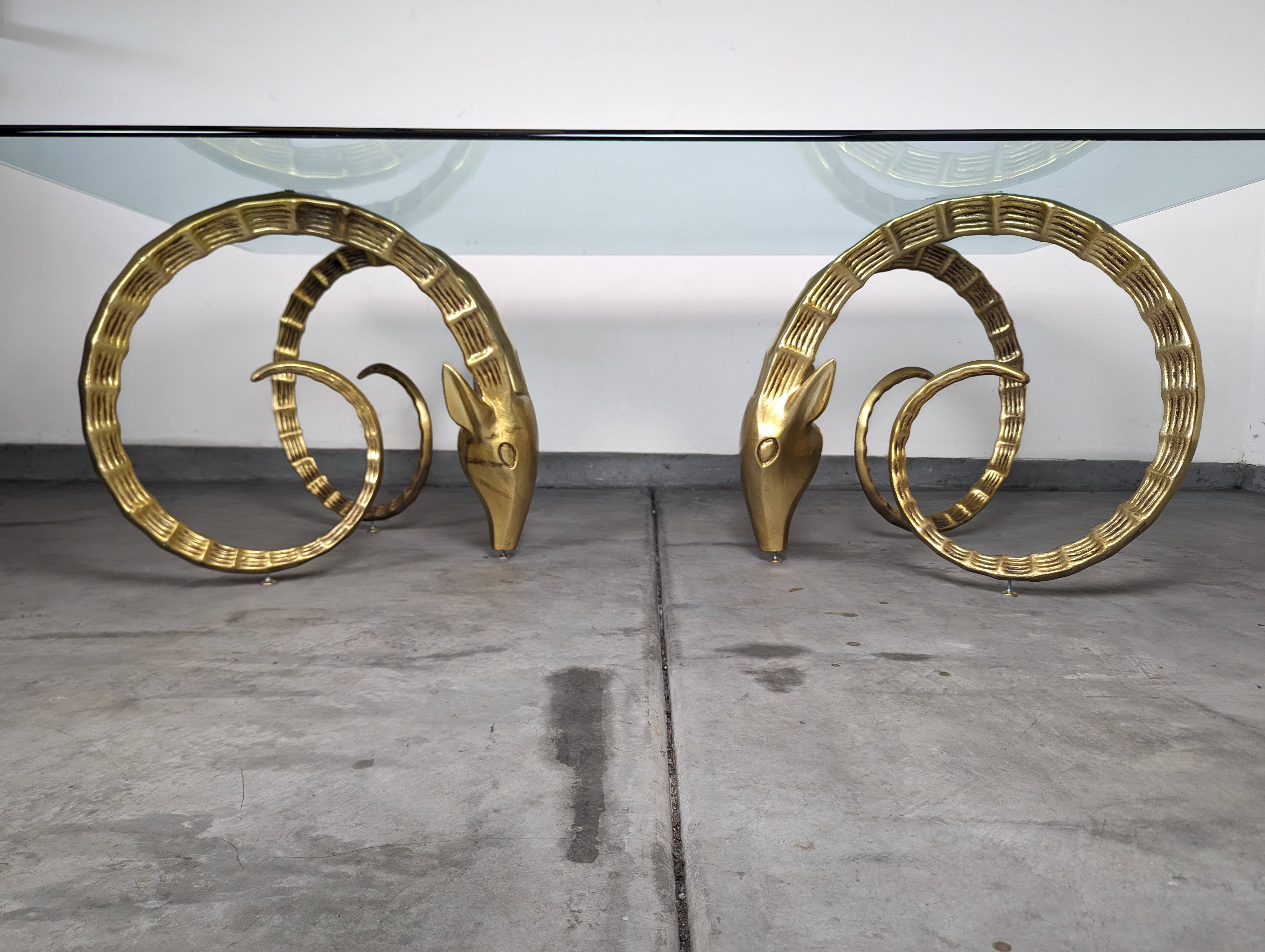 Brass Ibex Rams Head Dining Table in the Style of Alain Chervet, c1970s 2