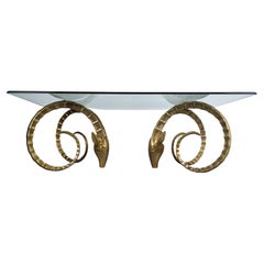 Brass Ibex Rams Head Dining Table in the Style of Alain Chervet, c1970s