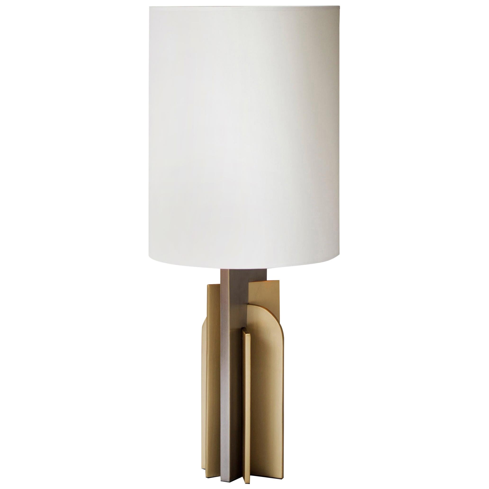 Brass "Icon" Table Lamp, Square in Circle