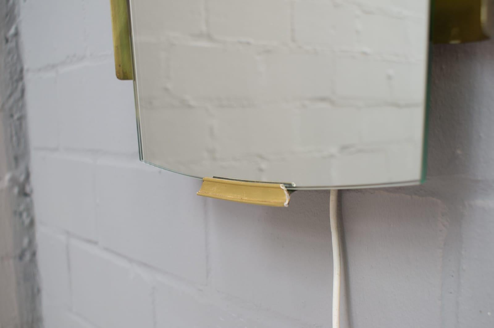 Brass Illuminated Wall Mirror by Ernest Igl for Hillebrand, Germany 1950s For Sale 4