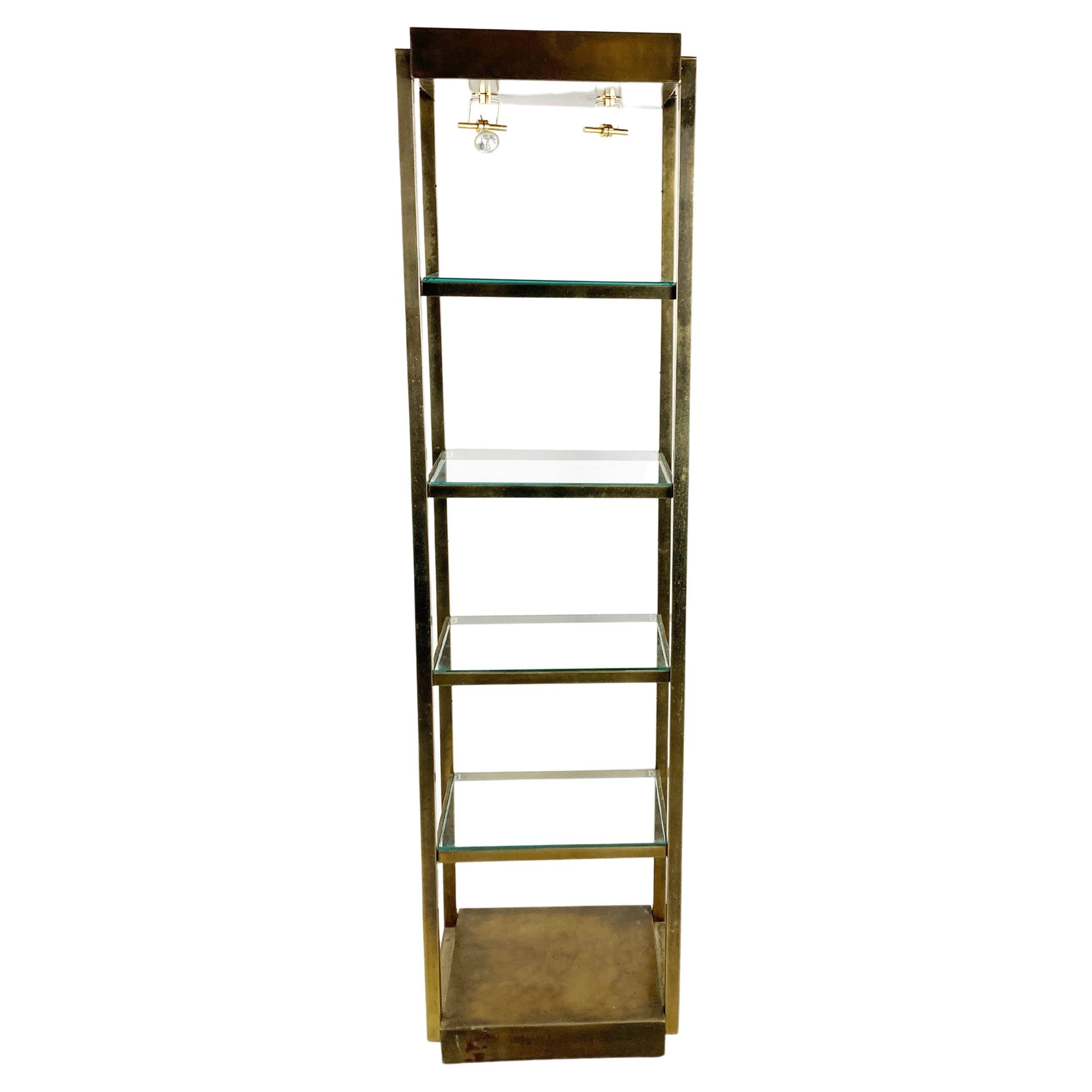 Vintage Brass and Smoked Glass Shelving Unit, 1970s at 1stDibs