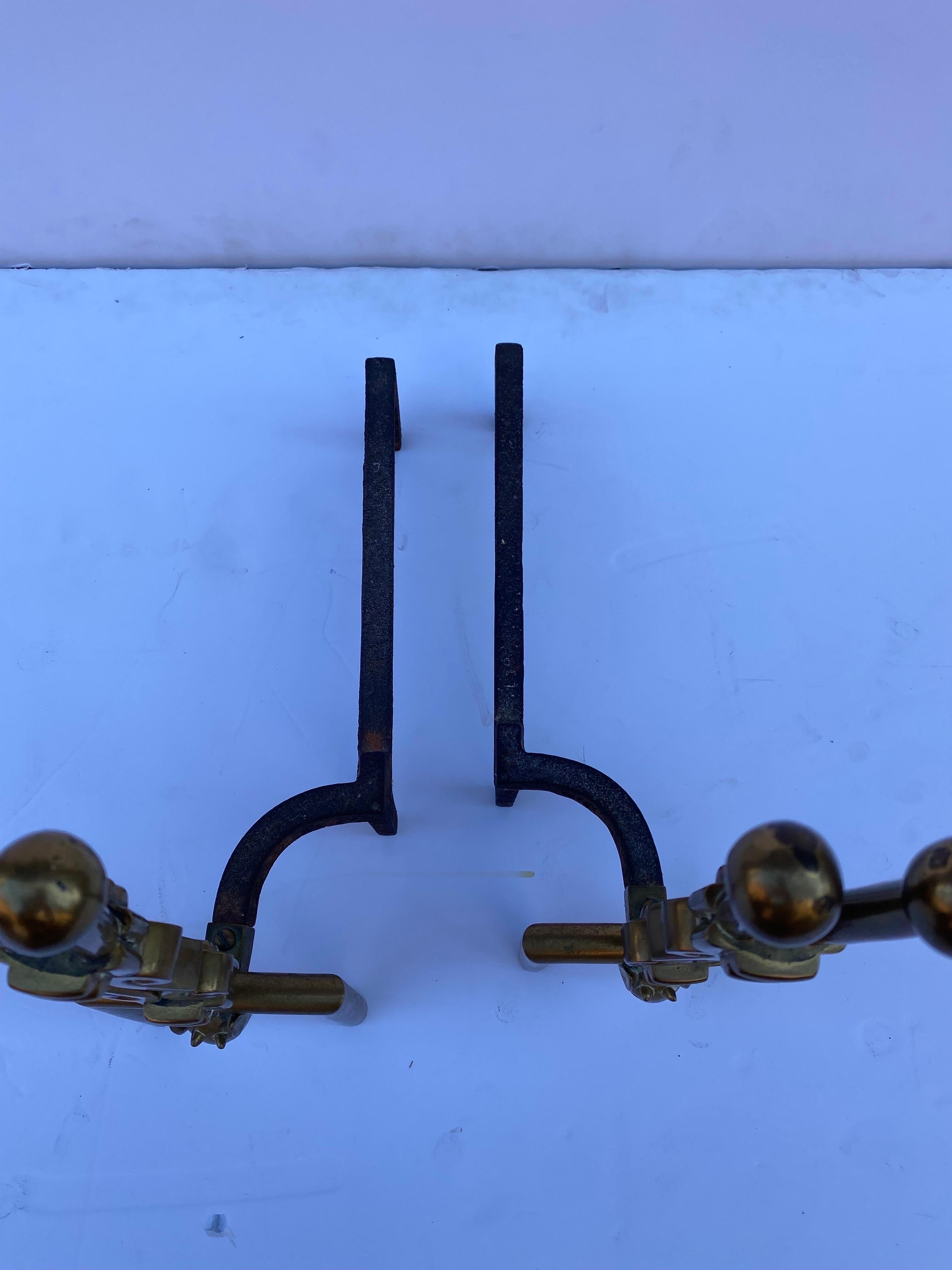 Brass India Andirons In Good Condition In Philadelphia, PA