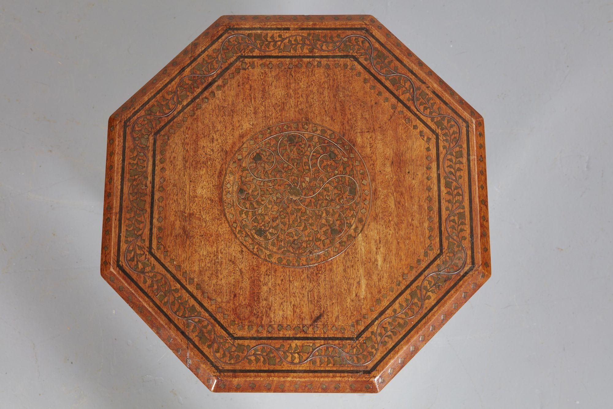 Brass Inlaid Anglo-Indian Drinks Table In Good Condition In Greenwich, CT
