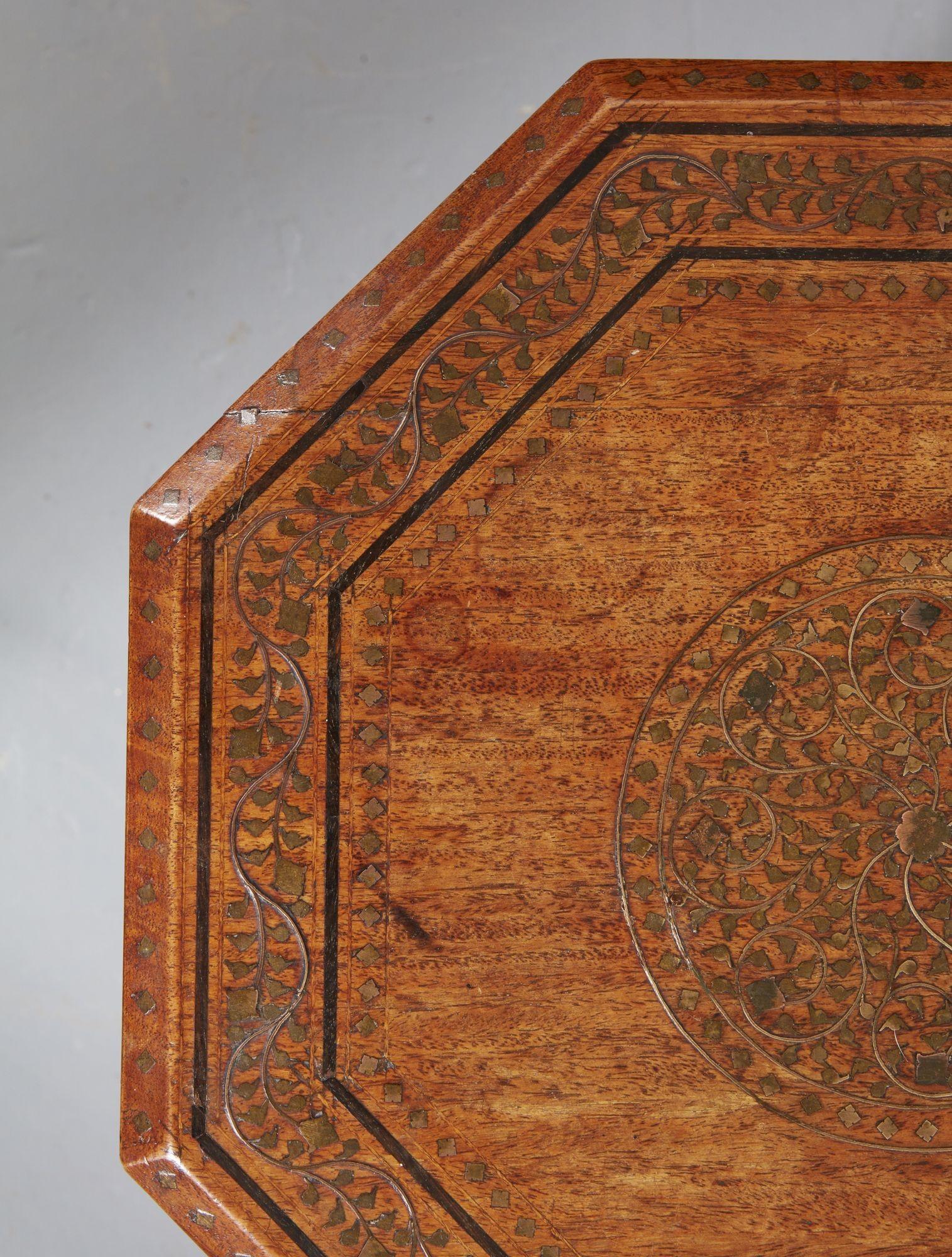20th Century Brass Inlaid Anglo-Indian Drinks Table