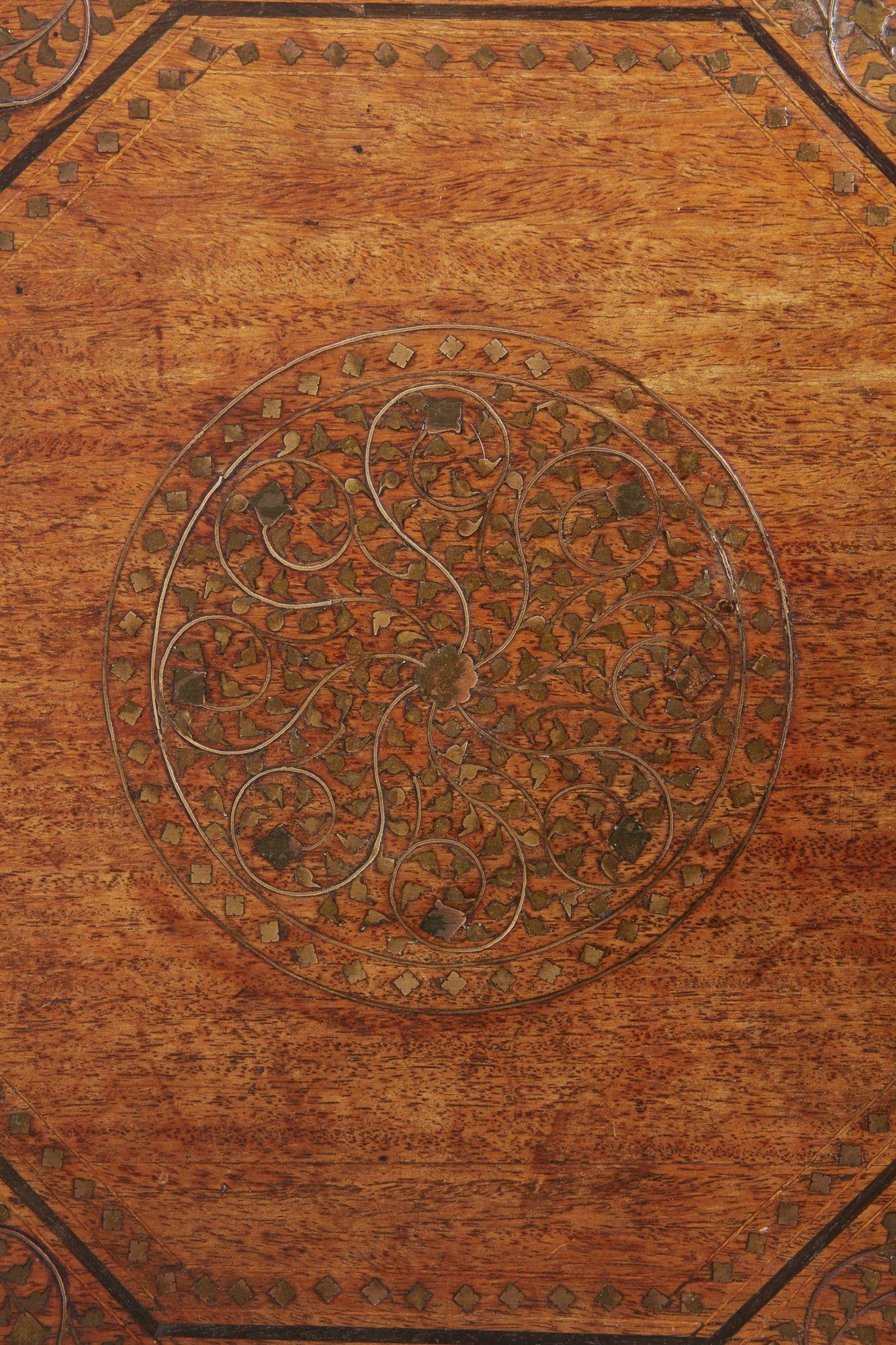 Sandalwood Brass Inlaid Anglo-Indian Drinks Table