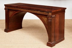 Brass Inlaid Arched Rosewood Console Table