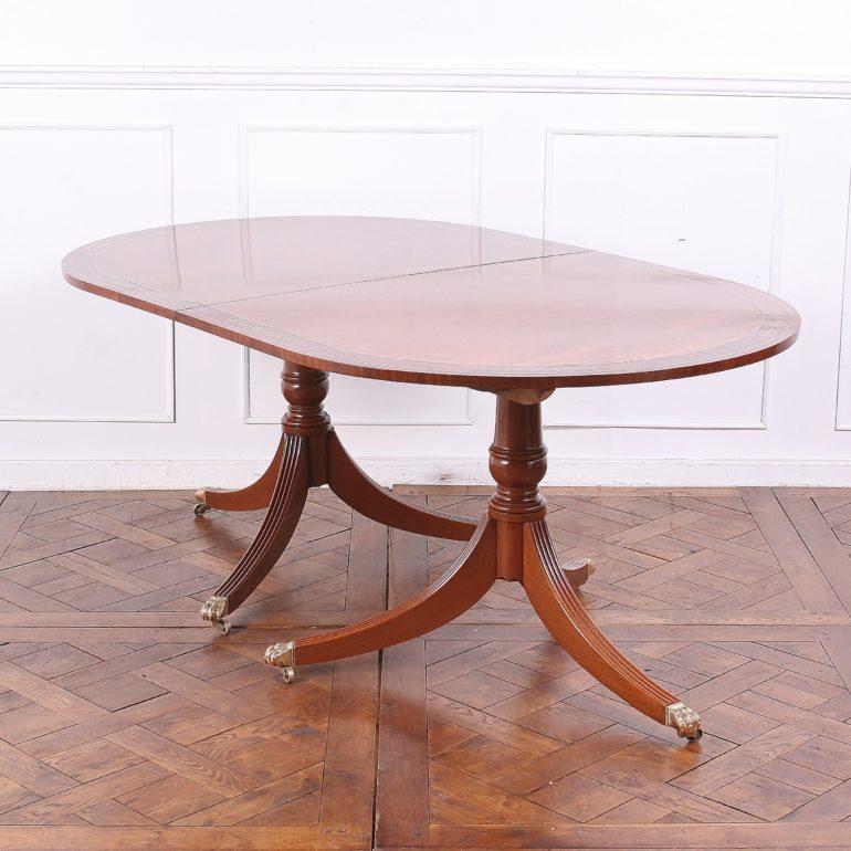 Georgian Brass Inlaid Double Pedestal Dining Table