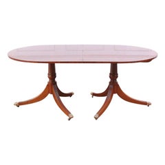 Brass Inlaid Double Pedestal Dining Table