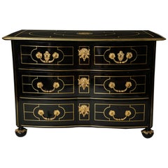 Brass Inlaid Ebonized Regence Commode