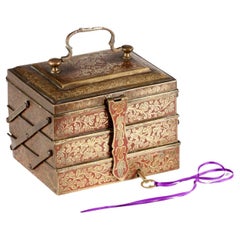 Brass Inlaid Folding Jewellery Box