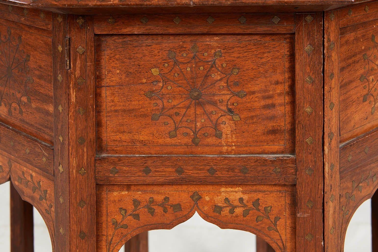 Indian Brass Inlaid Octagonal Table