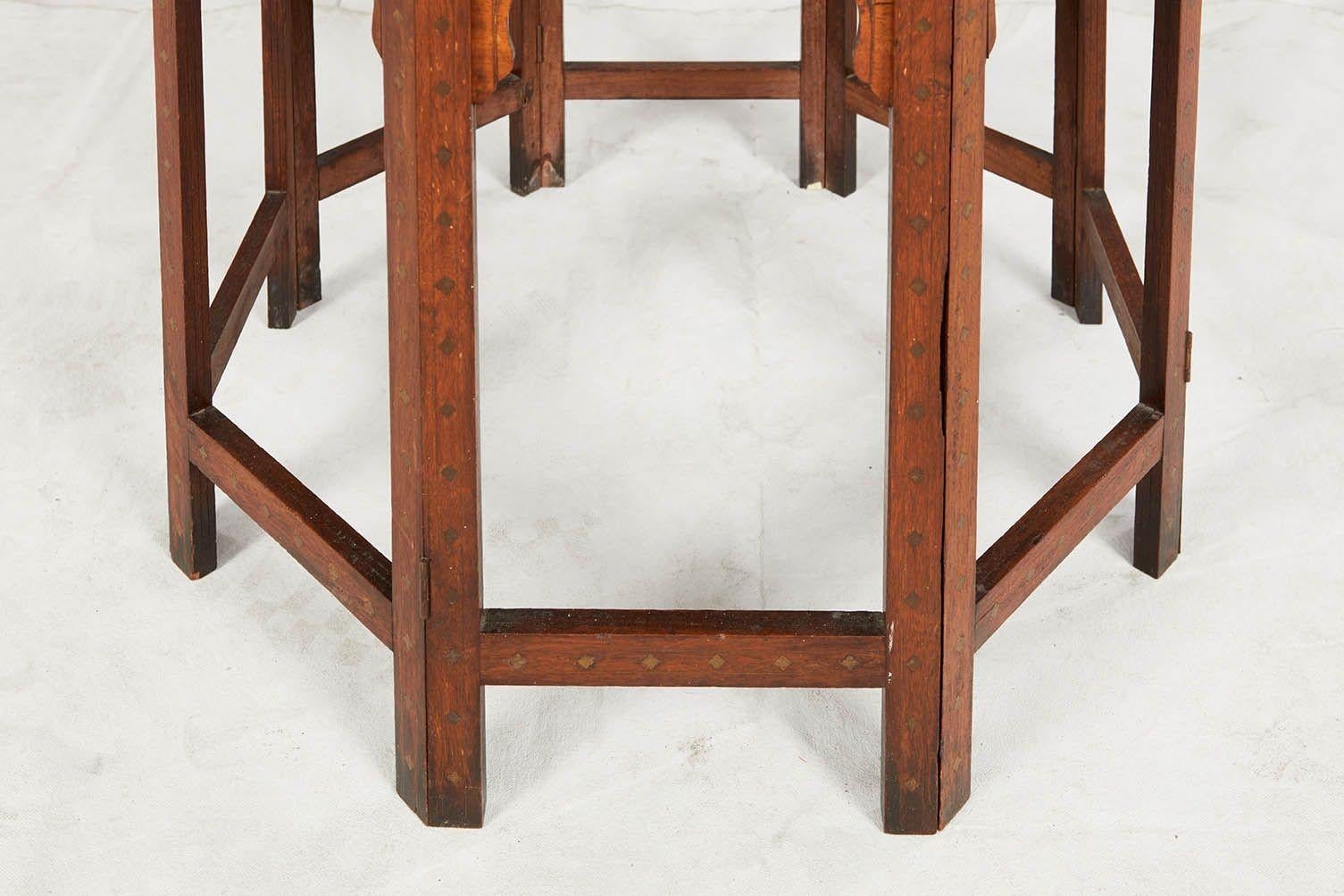 Early 20th Century Brass Inlaid Octagonal Table