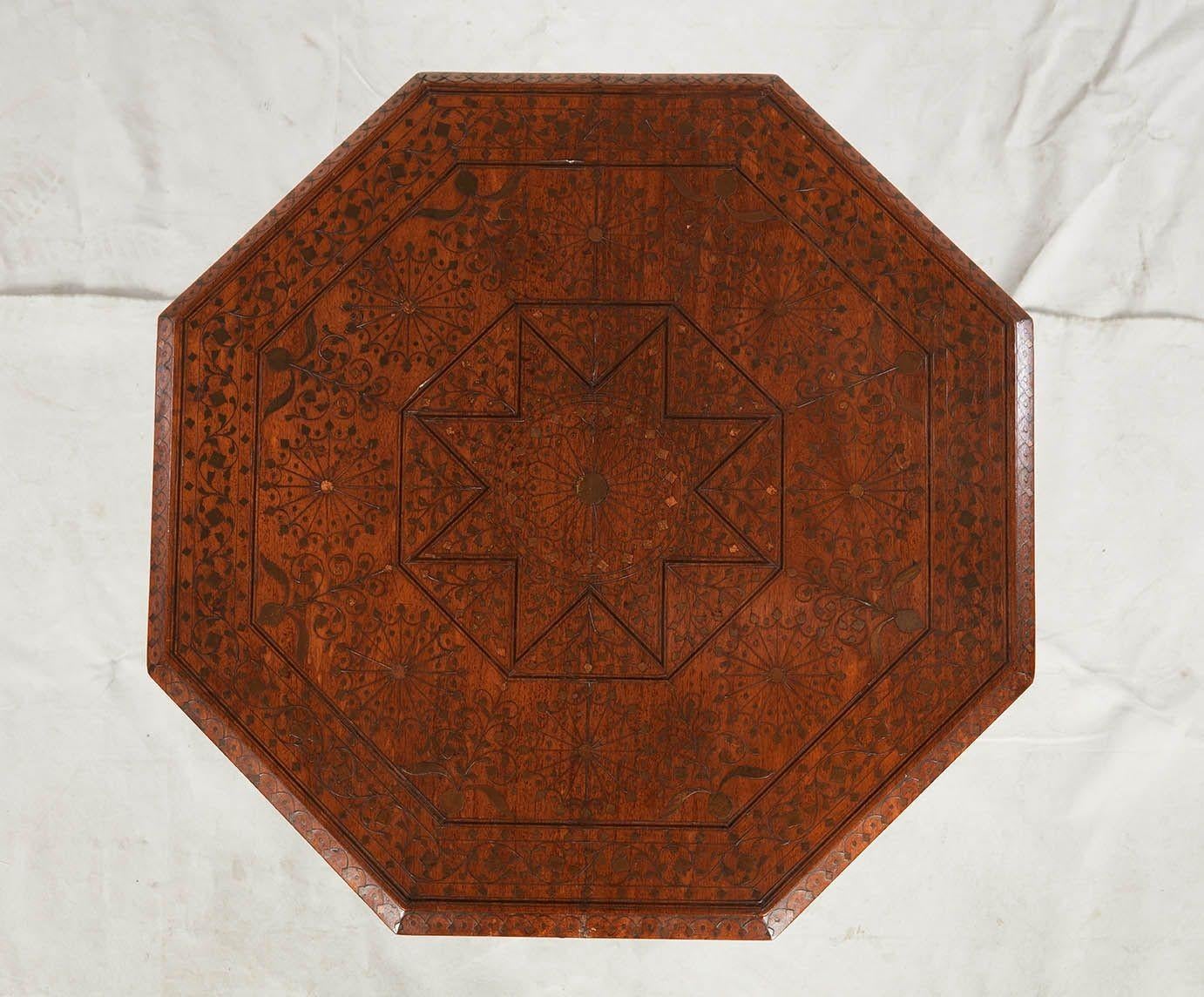 Brass Inlaid Octagonal Table 3