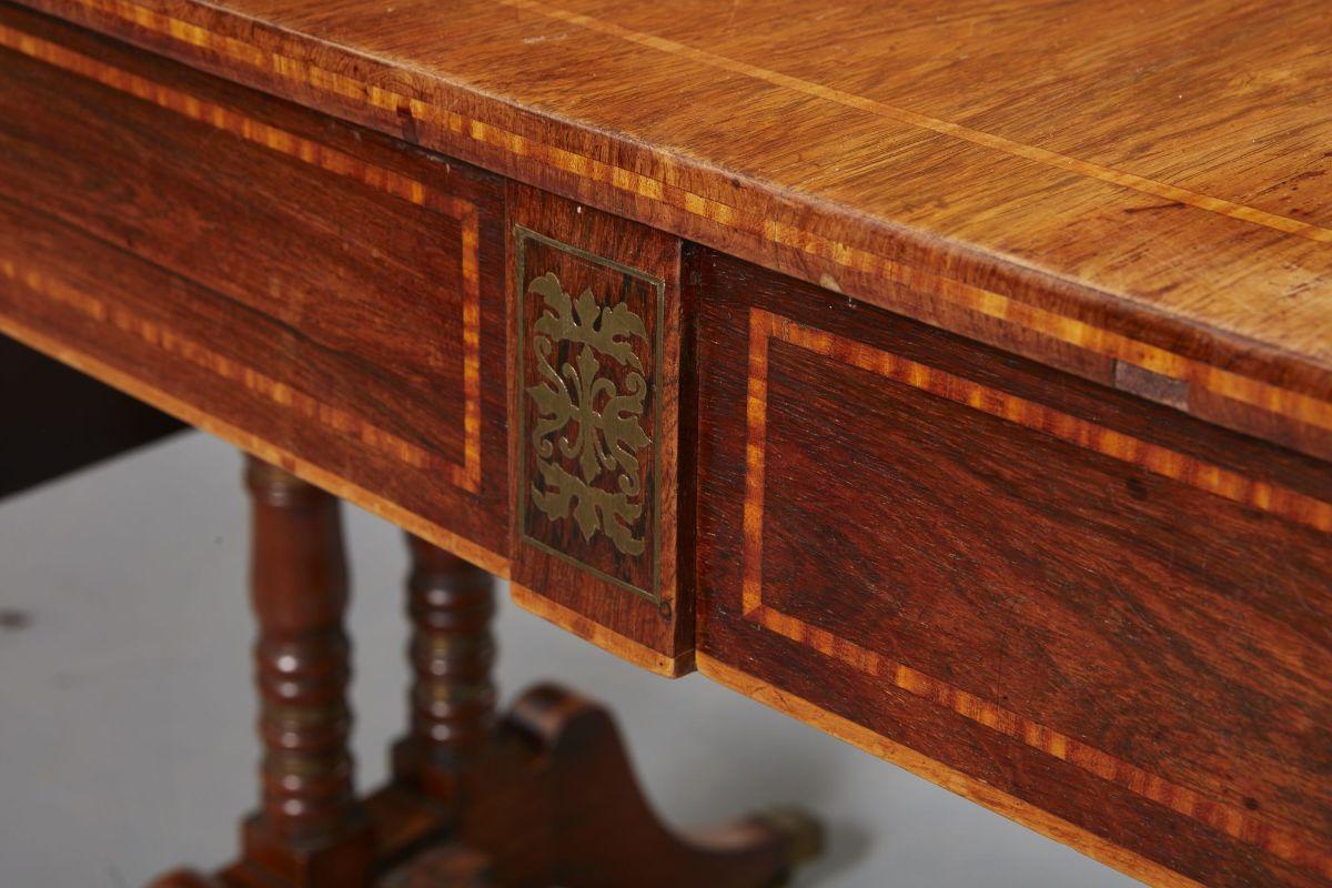 English Regency Brass Inlaid Rosewood Sofa Table For Sale 2