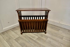 Brass Inlaid Side Table with Magazine Rack or Canterbury